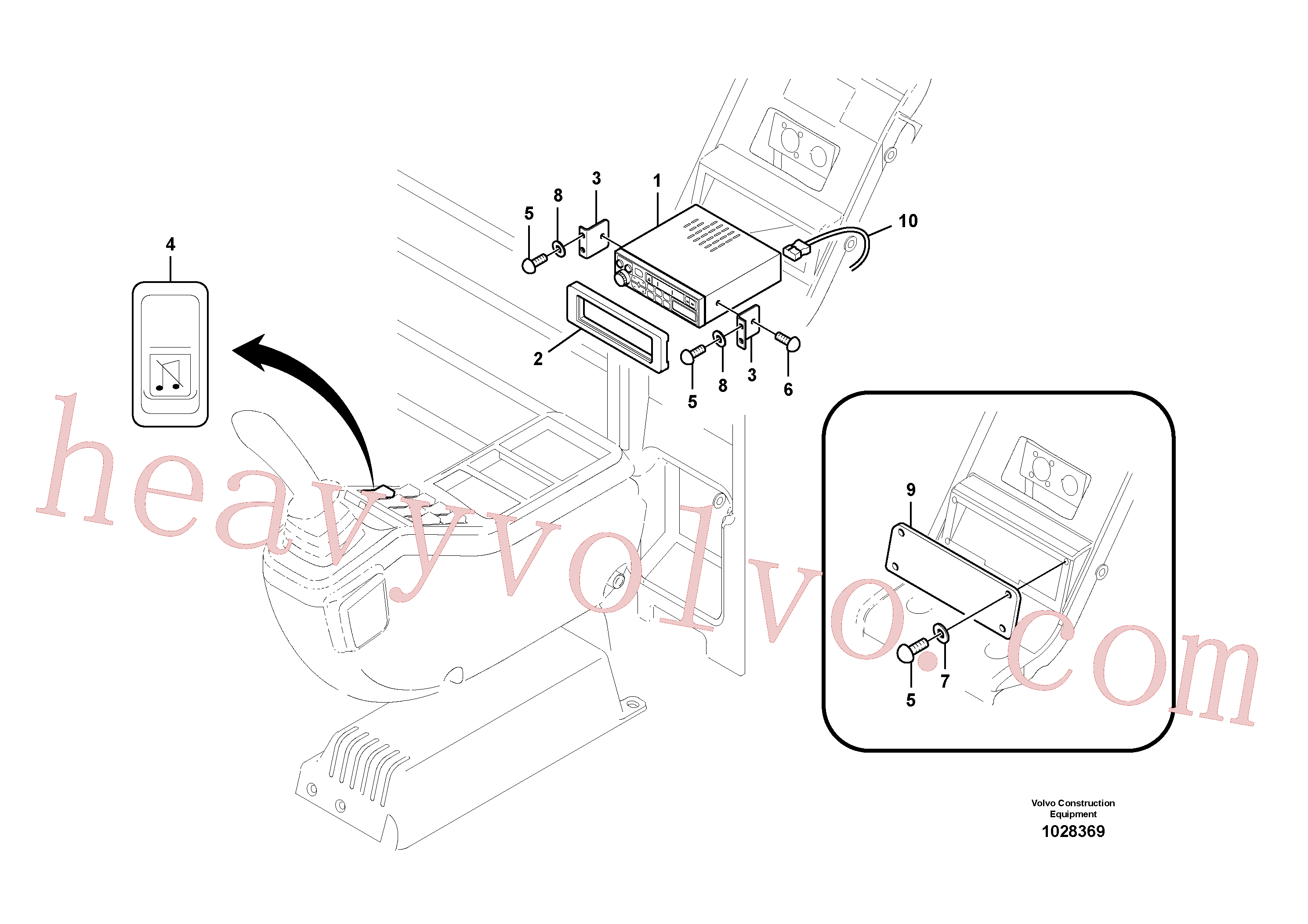 SA9021-10403 for Volvo Cassette radio recorder with mounting details(1028369 assembly)