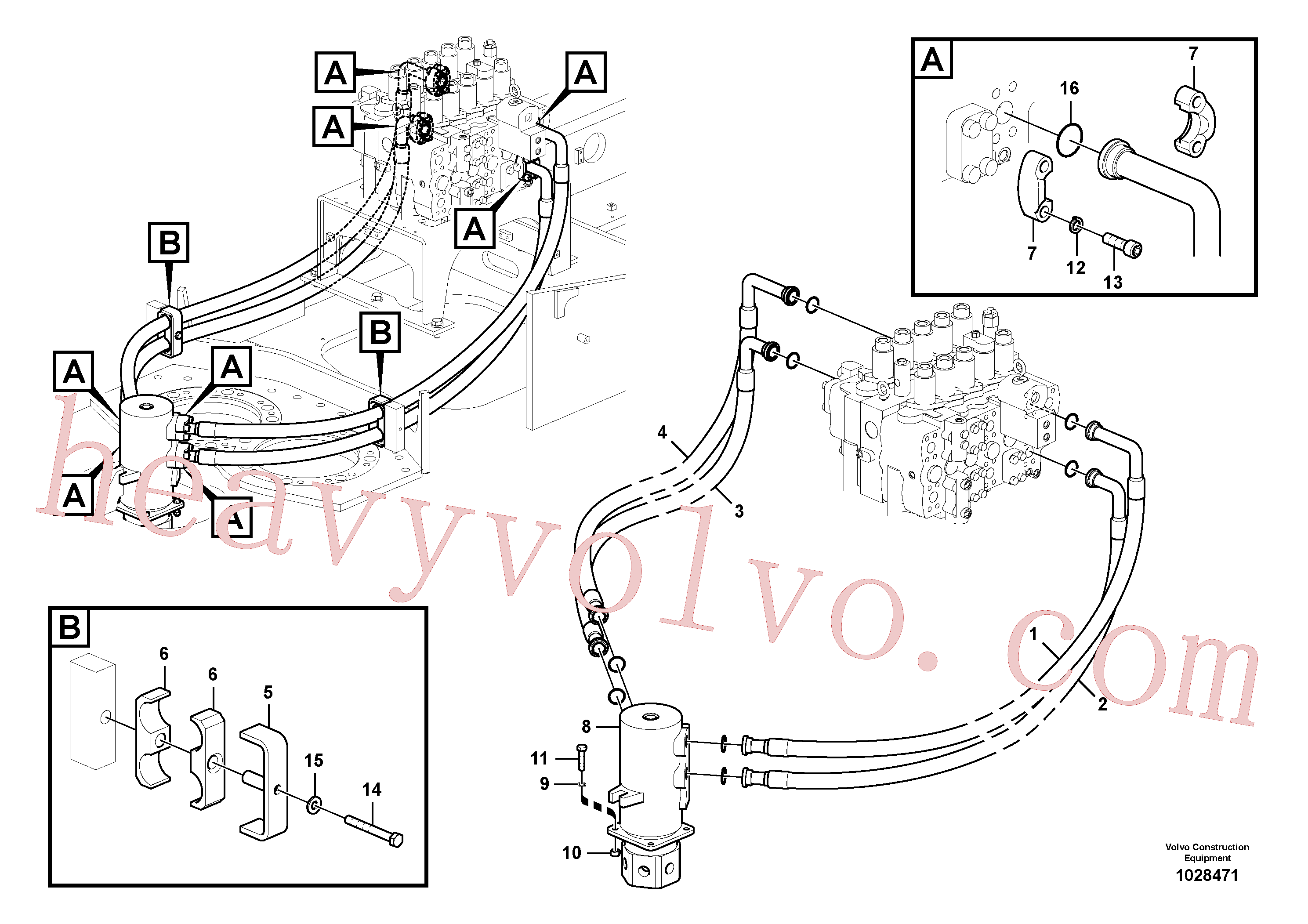 VOE14880705 for Volvo Turning joint line, control valve to turning joint(1028471 assembly)