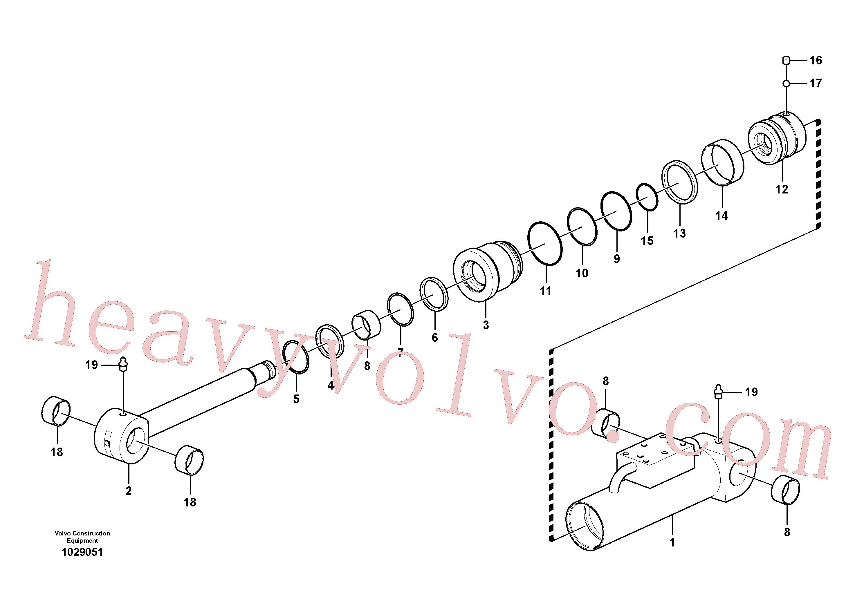 VOE14597338 for Volvo Cab tilt cylinder(1029051 assembly)