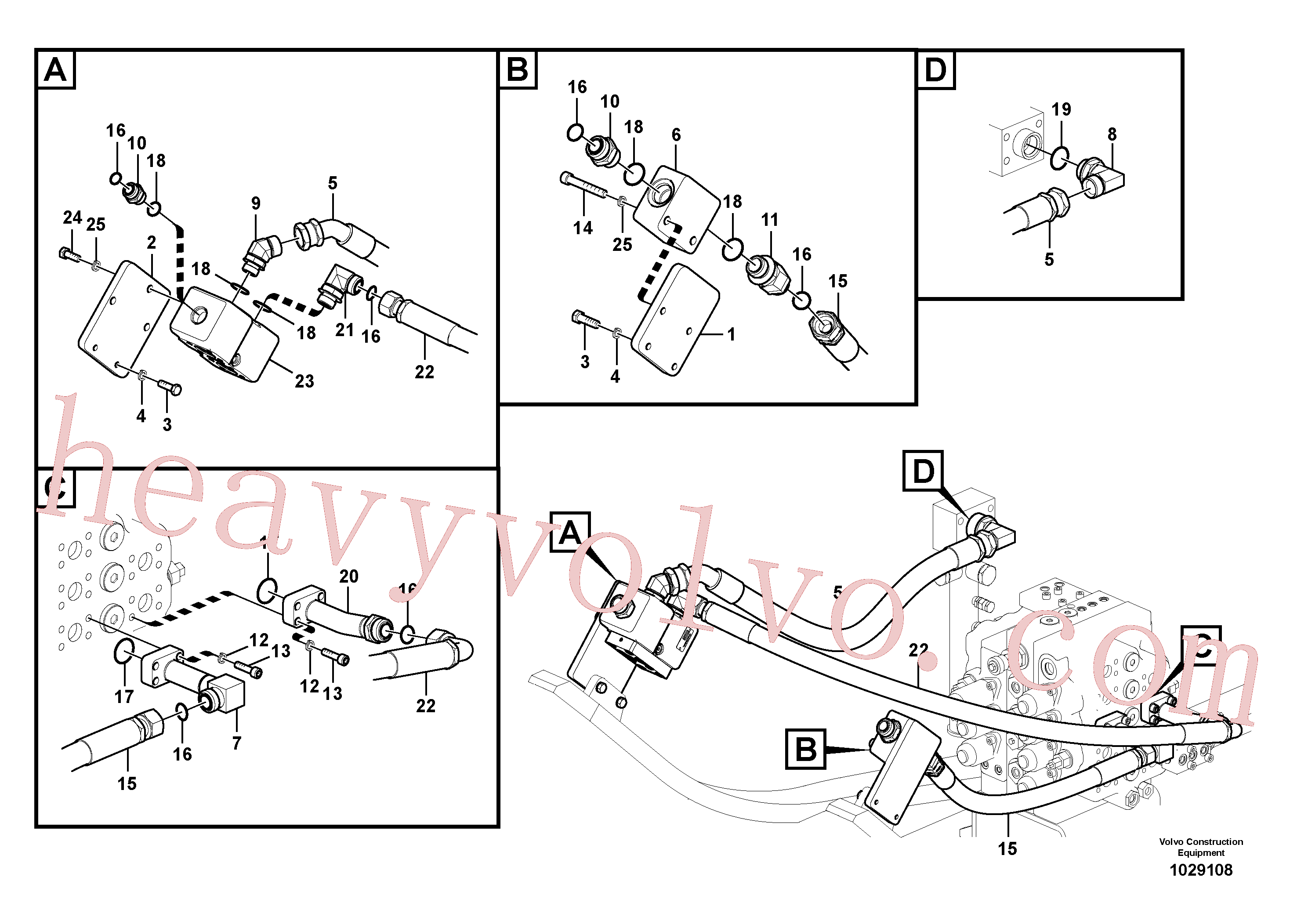 VOE14504524 for Volvo Working hydraulic, hammer and shear for upper(1029108 assembly)