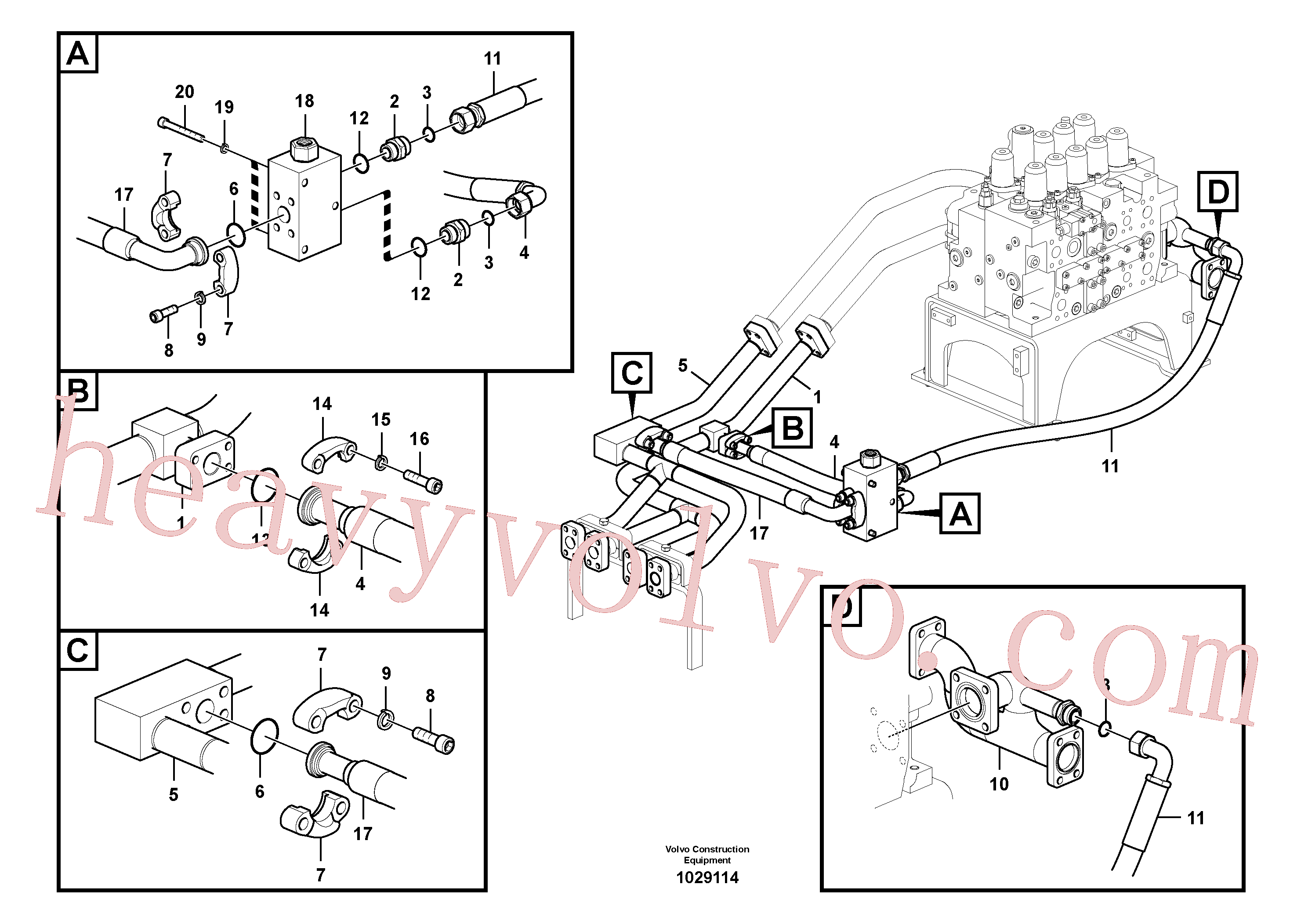 VOE14677534 for Volvo Hydraulic system, control valve to boom and swing(1029114 assembly)