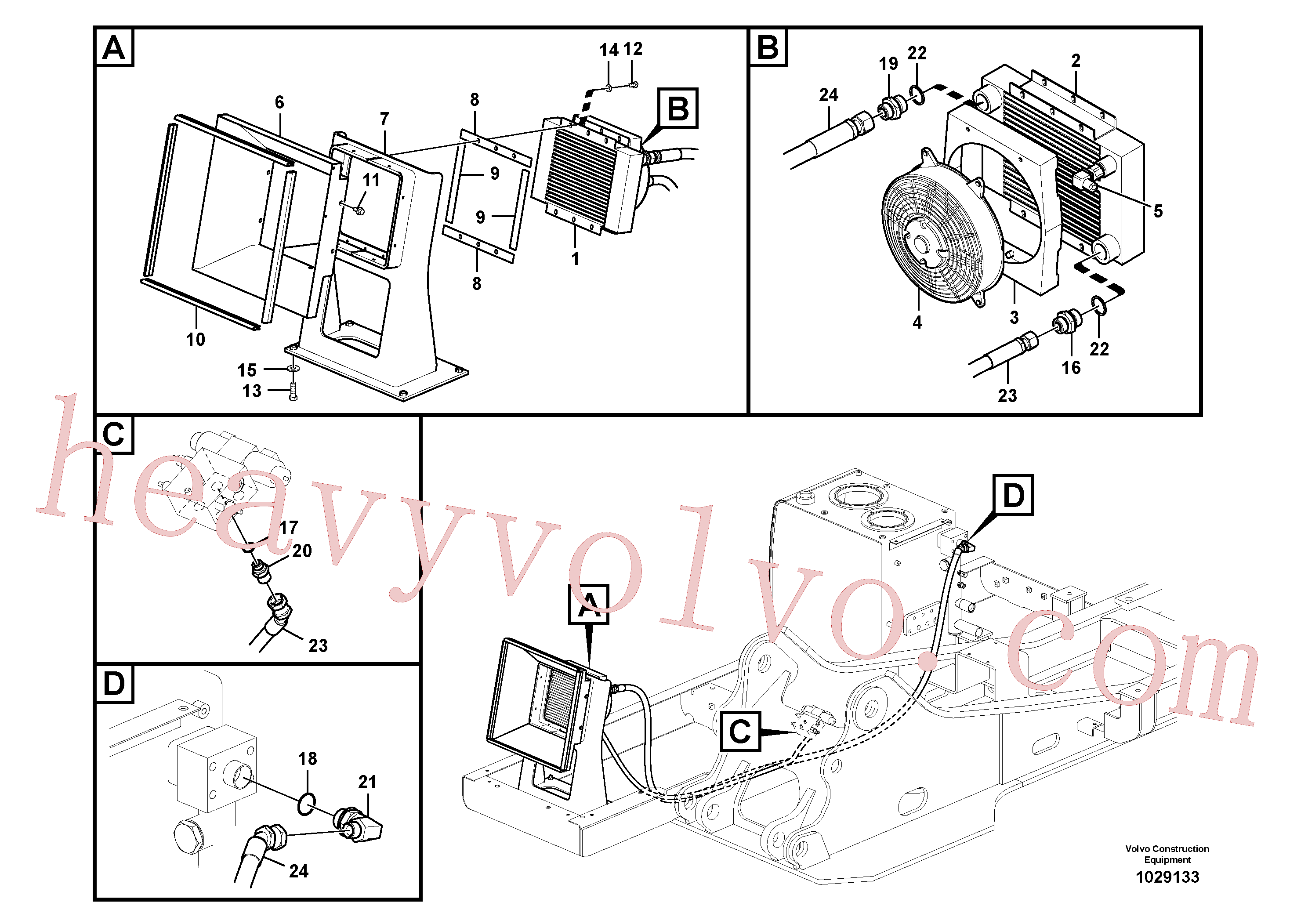 VOE14527678 for Volvo Hydraulic system, hydraulic tank to hydraulic oil cooler(1029133 assembly)