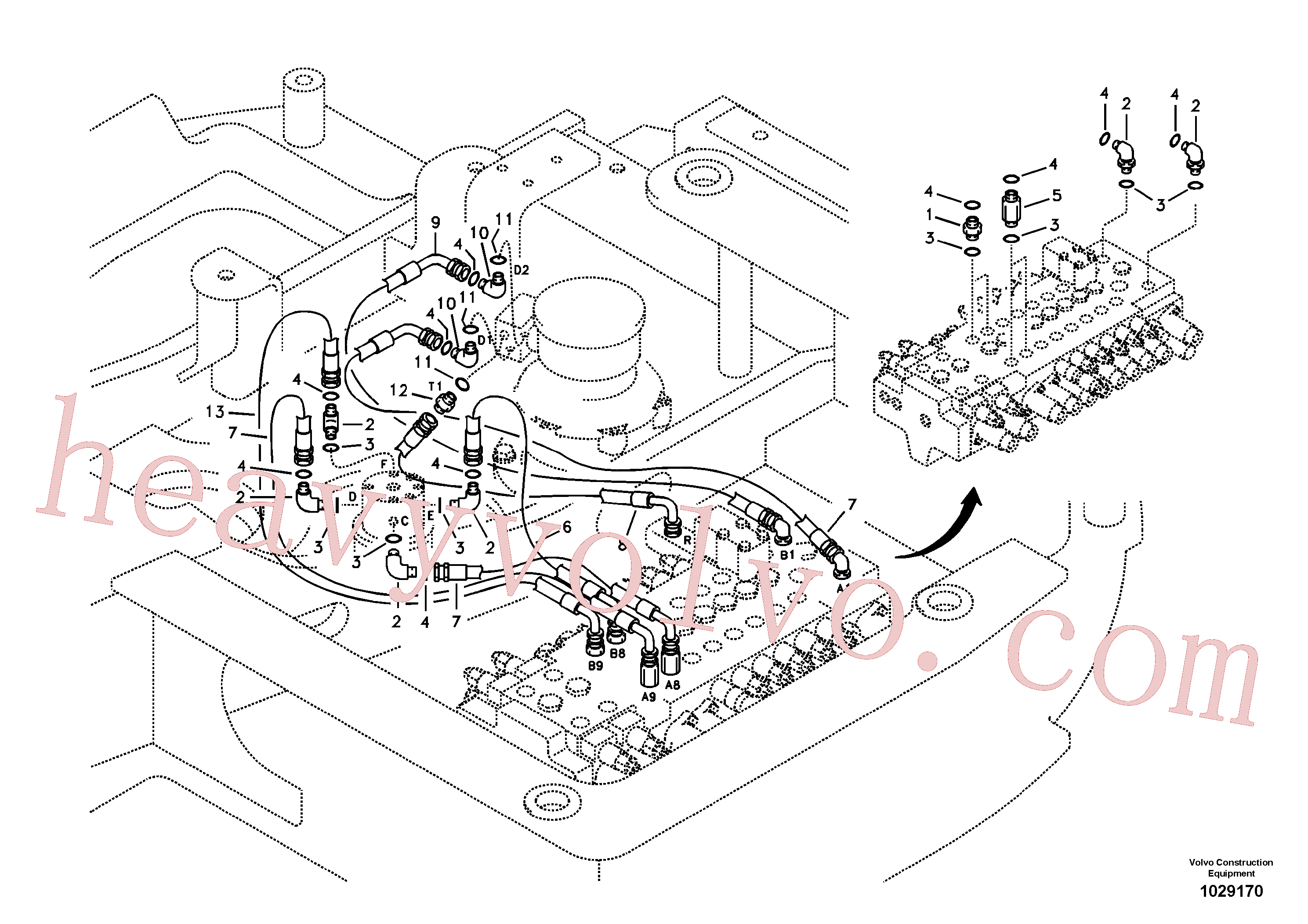 SA9419-11010 for Volvo Turning joint line, control valve to turning joint(1029170 assembly)