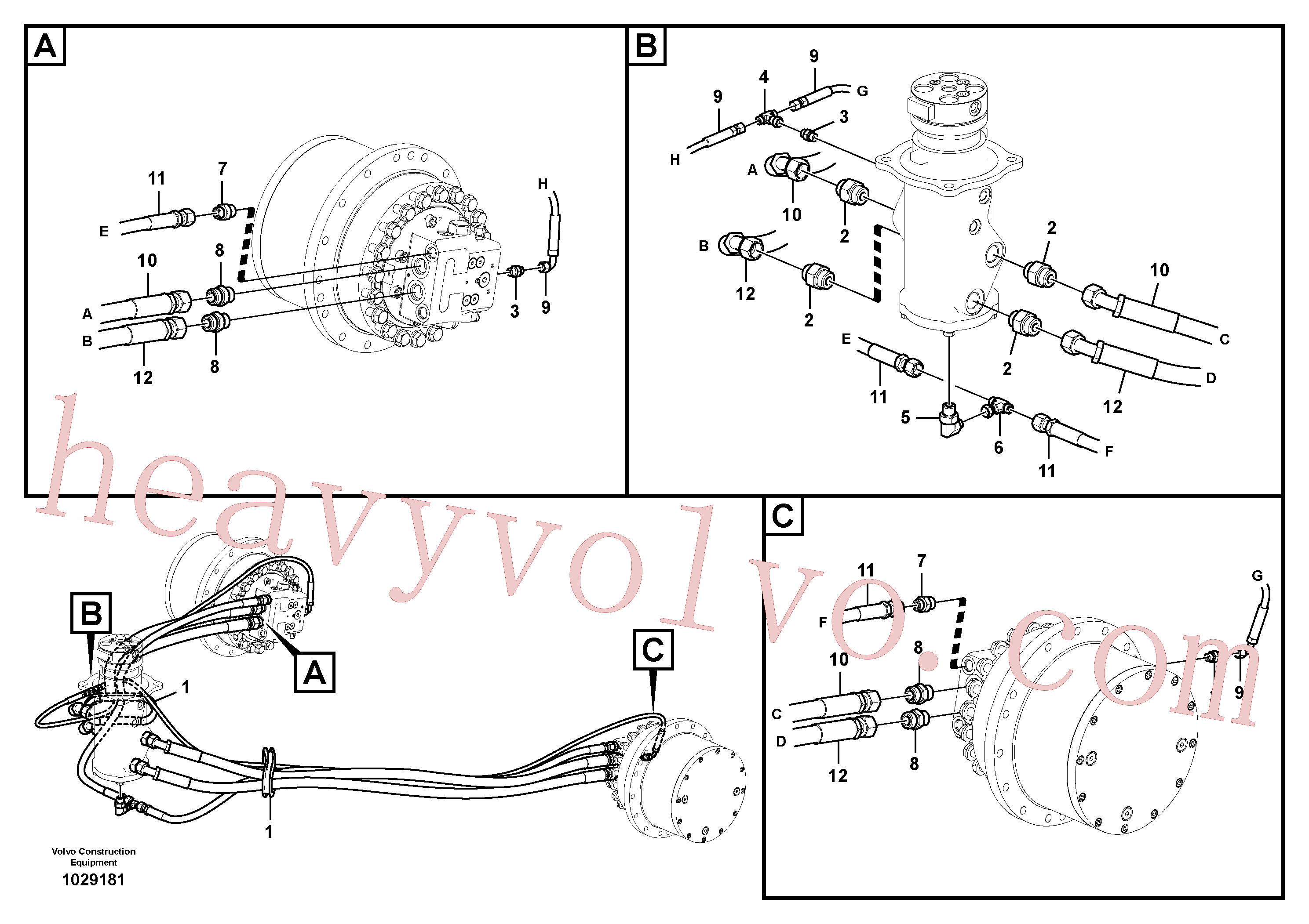 VOE14881979 for Volvo Turning joint line, turning joint to travel motor(1029181 assembly)