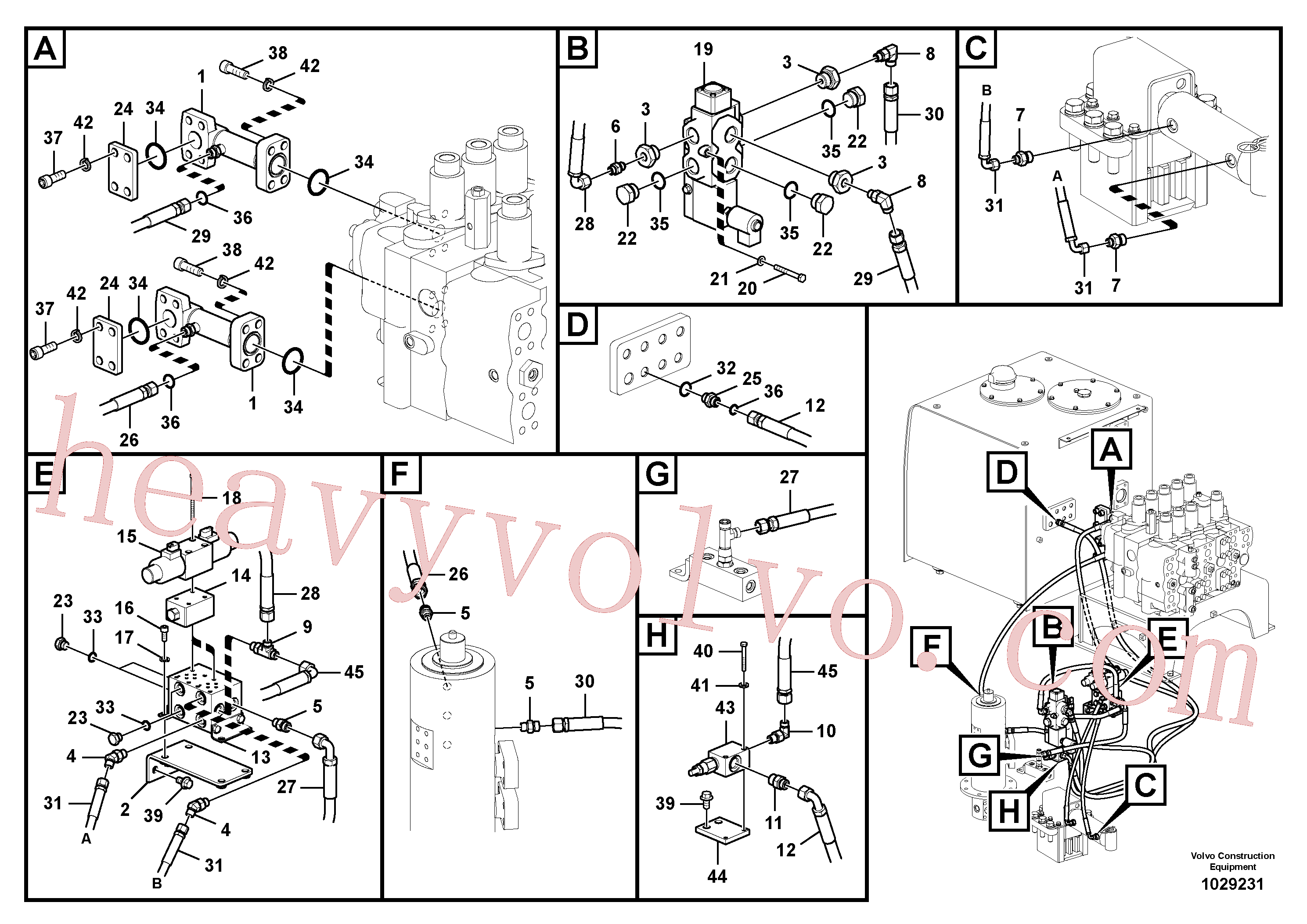 VOE936266 for Volvo Turning joint line, control valve to turning joint(1029231 assembly)