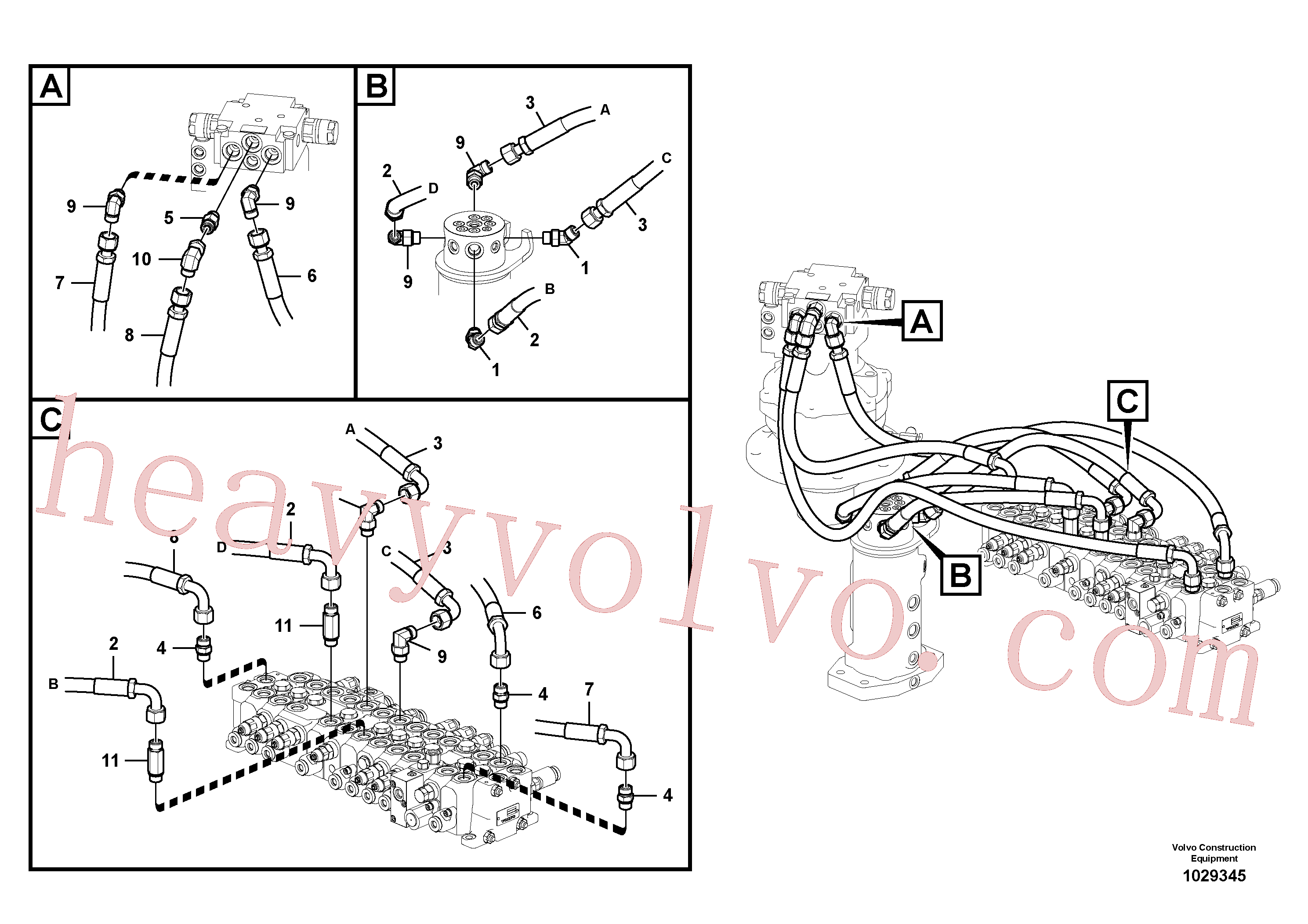 SA9403-04512 for Volvo Turning joint line, control valve to turning joint(1029345 assembly)