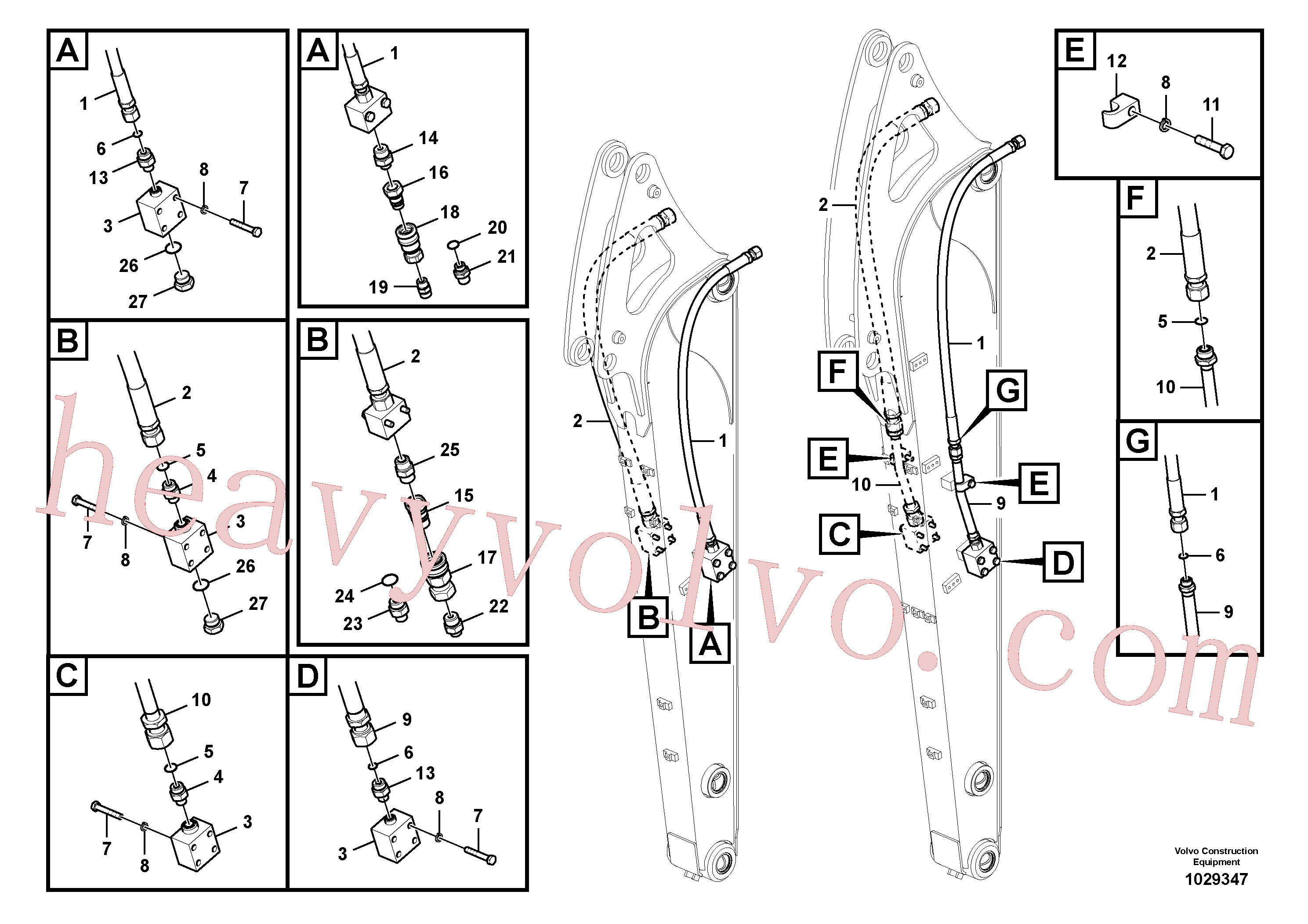 VOE14560892 for Volvo Working hydraulic, hammer and shear for dipper arm(1029347 assembly)