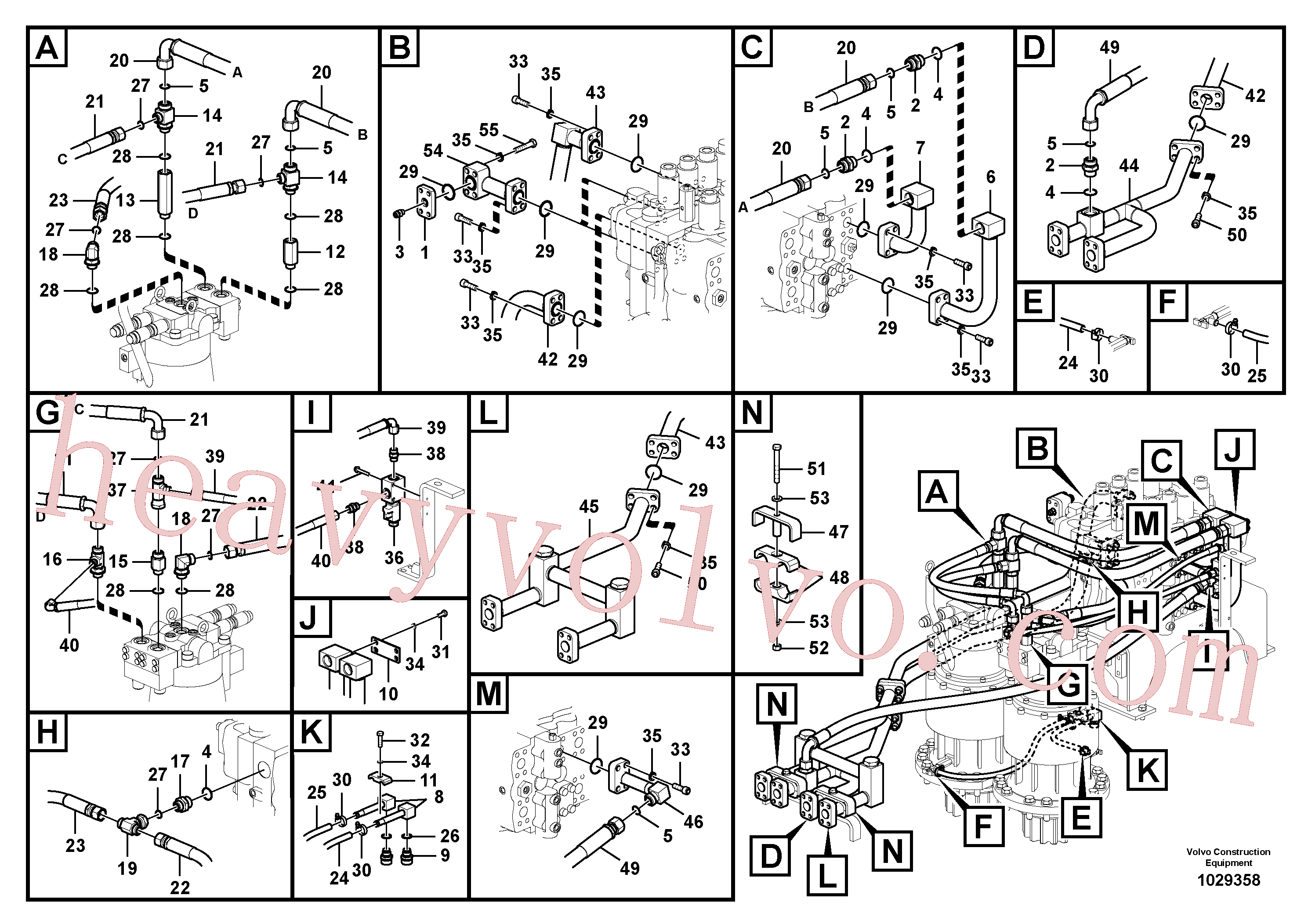 VOE14717632 for Volvo Hydraulic system, control valve to boom and swing(1029358 assembly)