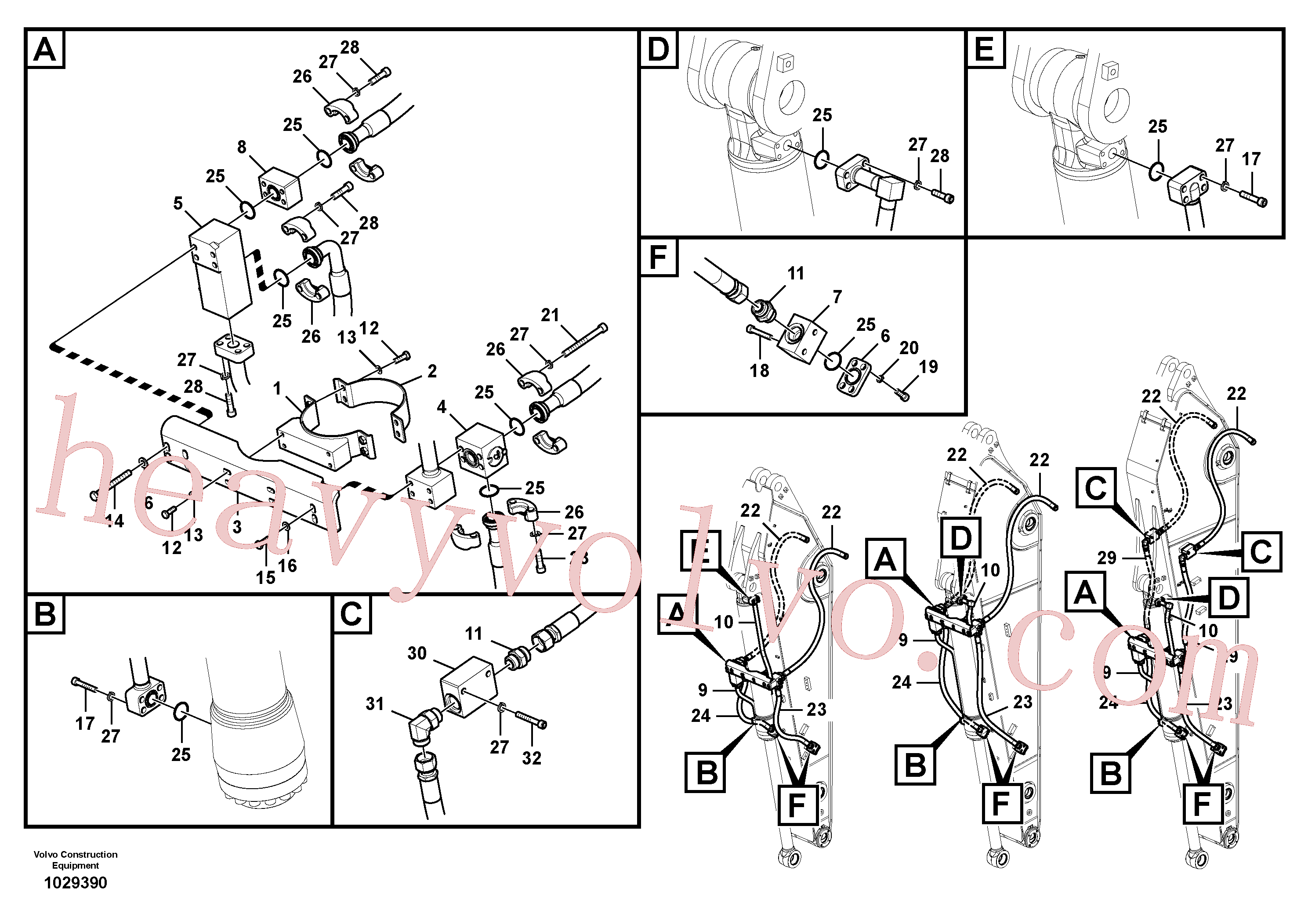 VOE14678130 for Volvo Working hydraulic, clamshell(1029390 assembly)