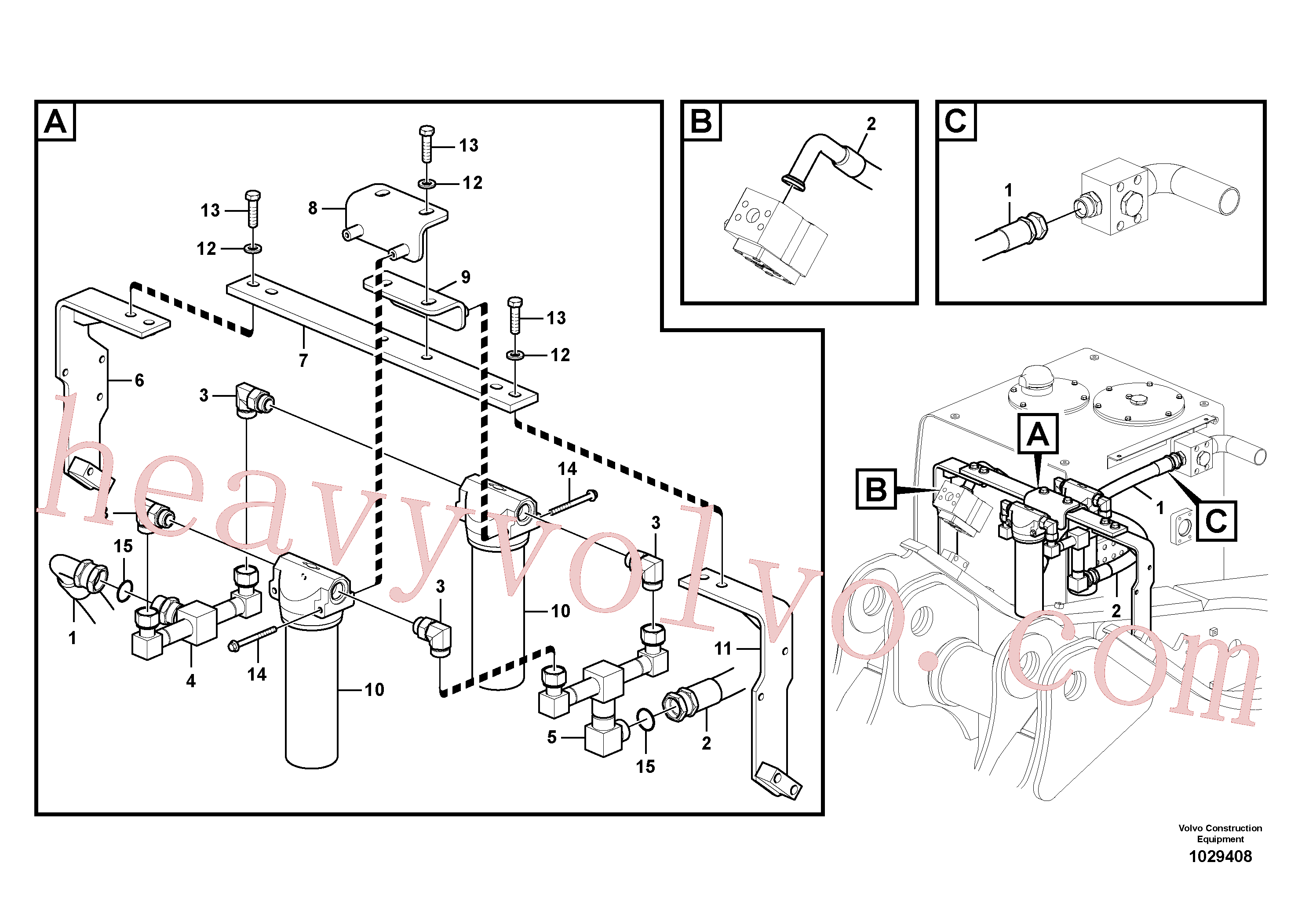 VOE14510906 for Volvo Working hydraulic, hammer and shear for return filter(1029408 assembly)