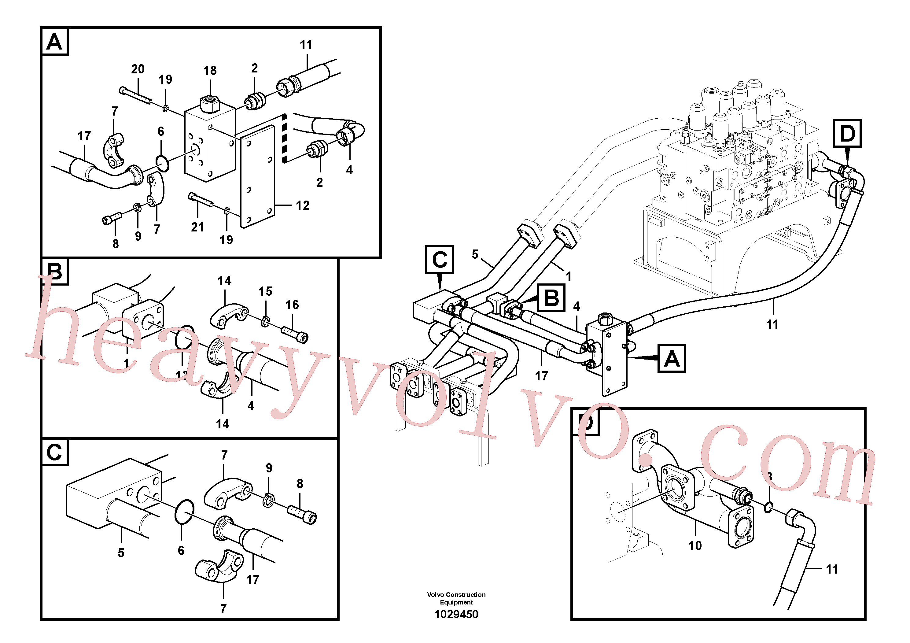 VOE14677534 for Volvo Hydraulic system, control valve to boom and swing(1029450 assembly)