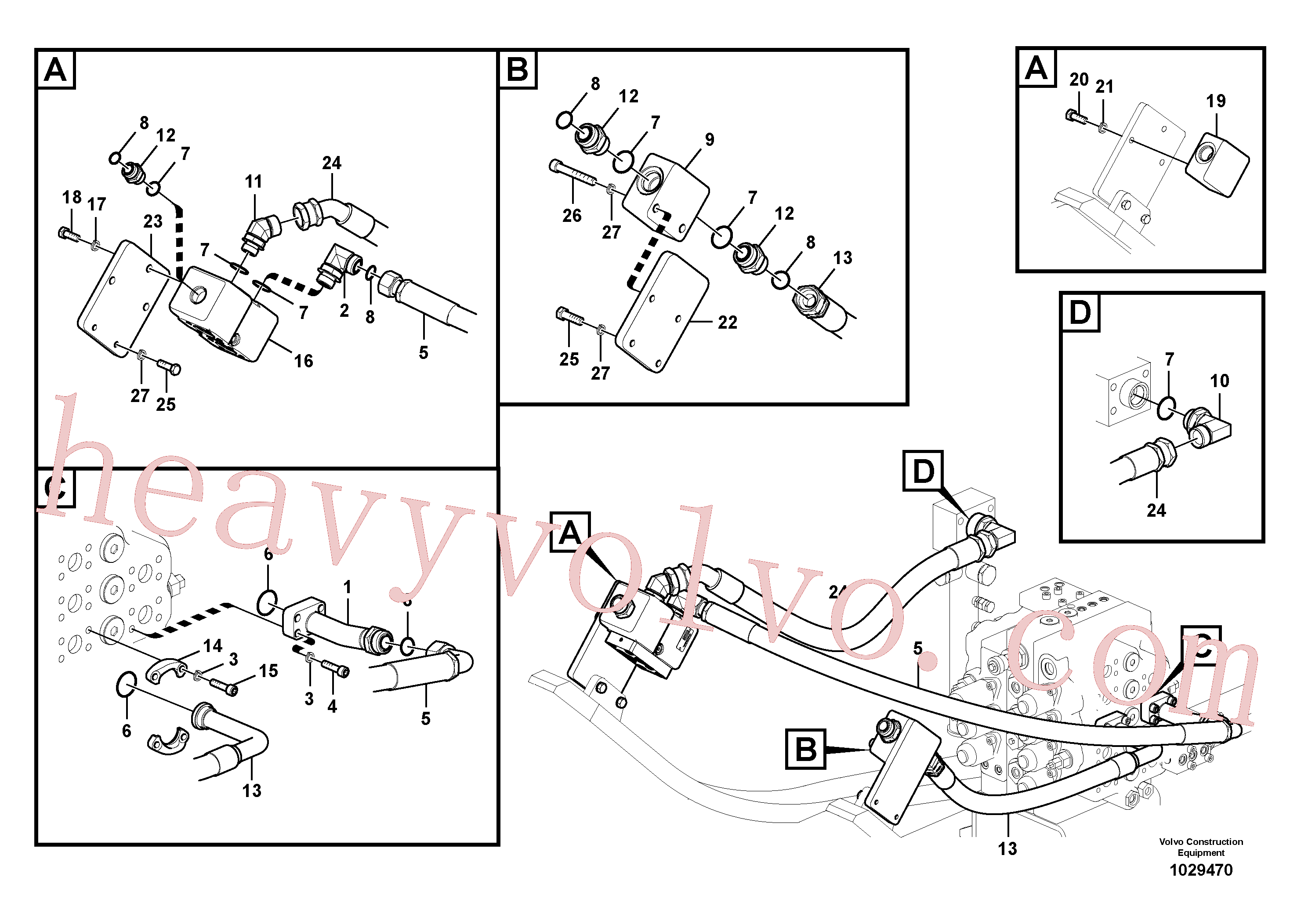 VOE14504524 for Volvo Working hydraulic, hammer and shear for upper(1029470 assembly)