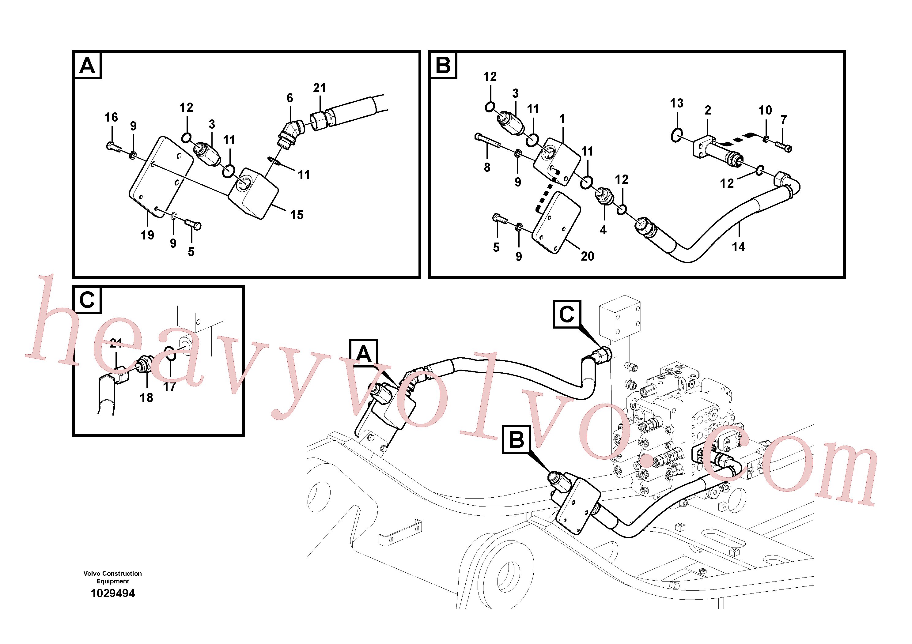 VOE14504524 for Volvo Working hydraulic, hammer and shear for upper(1029494 assembly)