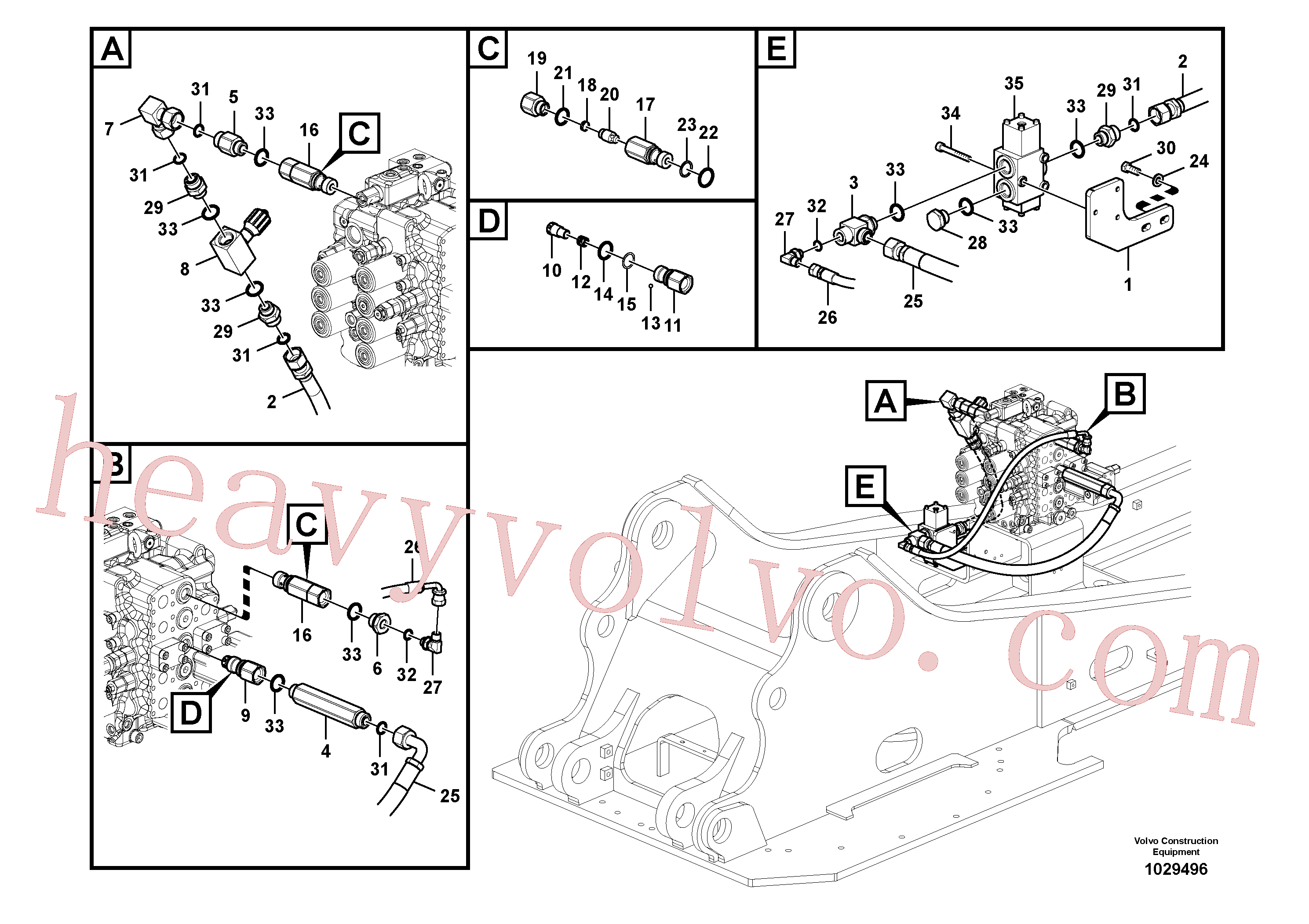 VOE14589114 for Volvo Working hydraulic, hammer and shear for 2nd pump flow(1029496 assembly)