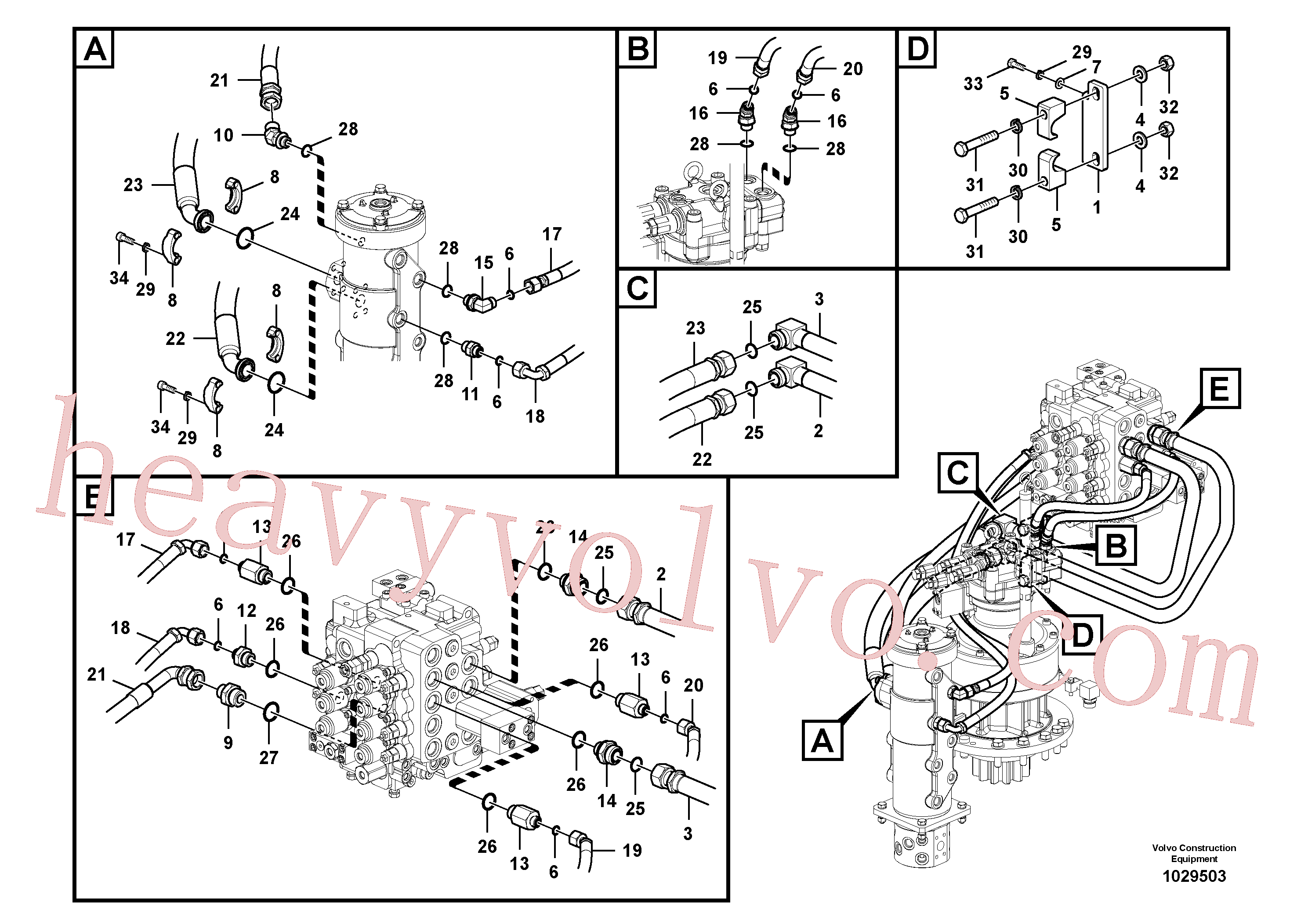 SA9402-04613 for Volvo Turning joint line, control valve to turning joint(1029503 assembly)