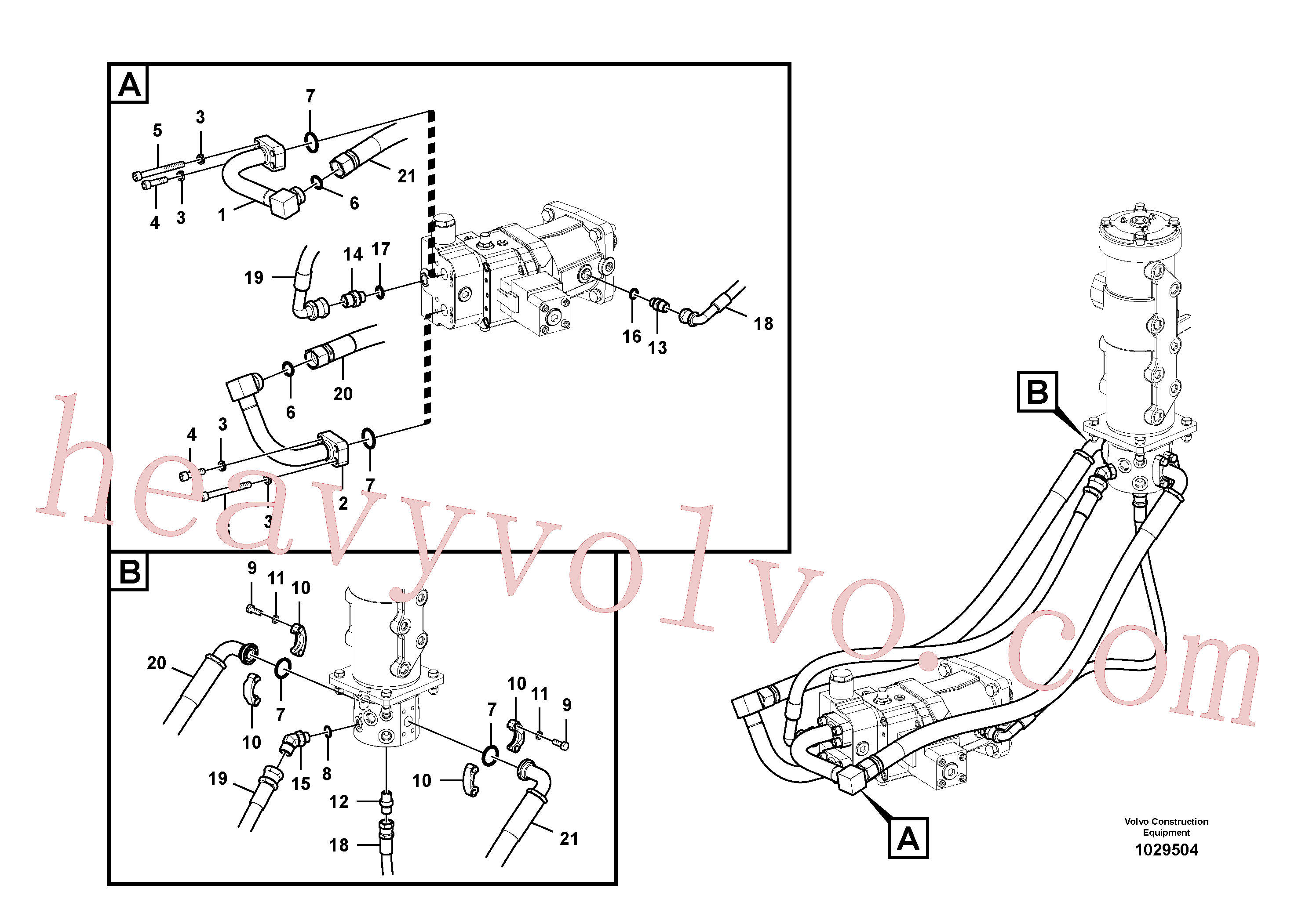 VOE984357 for Volvo Turning joint line, turning joint to travel motor(1029504 assembly)