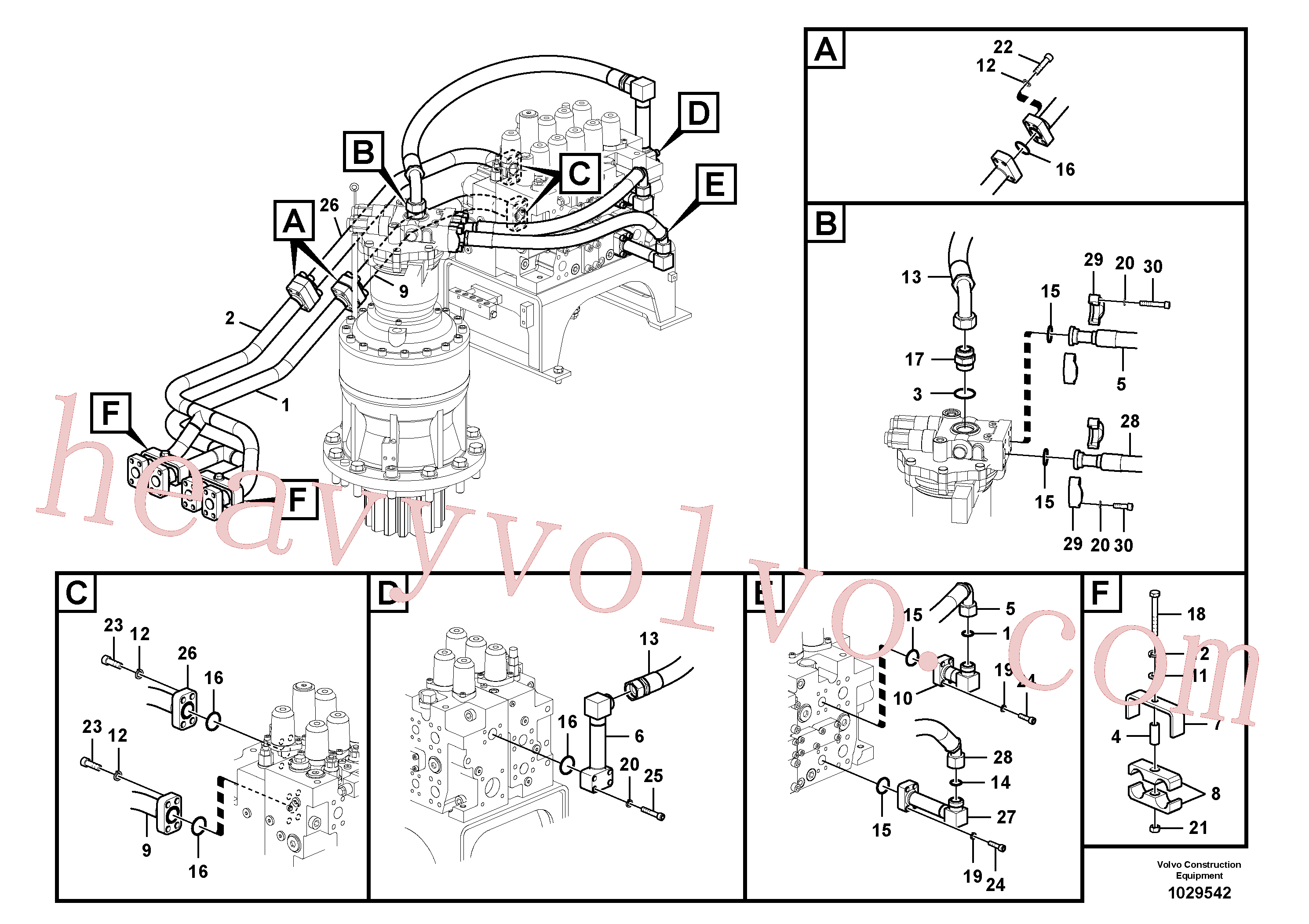 VOE14674396 for Volvo Hydraulic system, control valve to boom and swing(1029542 assembly)