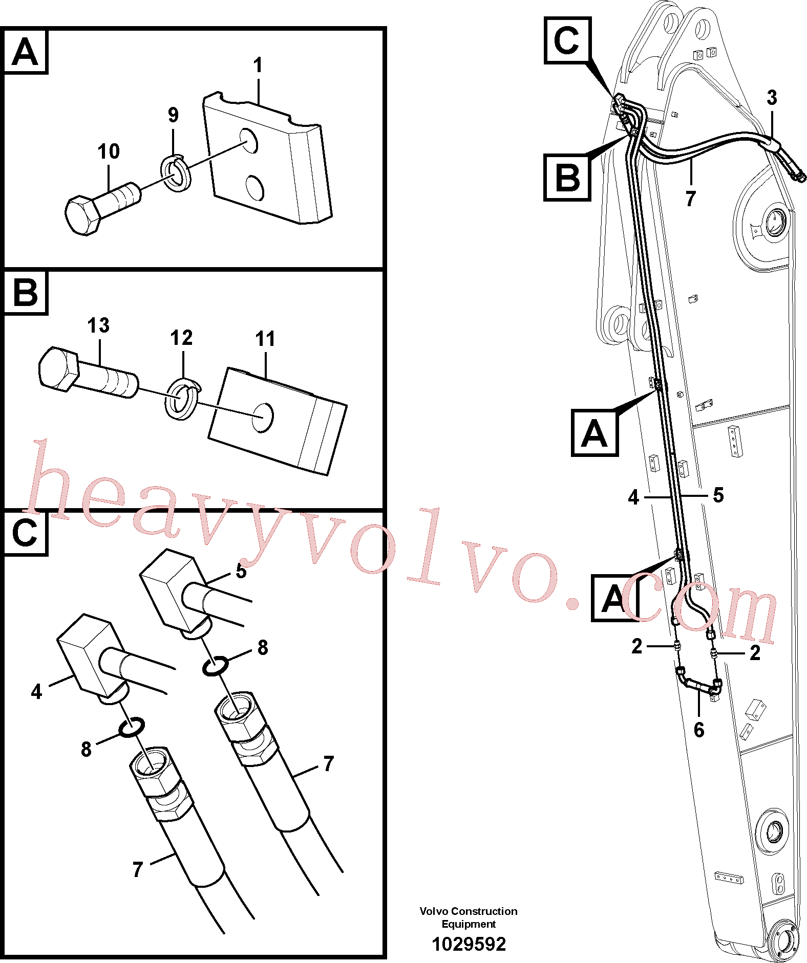 VOE14539709 for Volvo Working hydraulic, slope and rotator on dipper arm(1029592 assembly)