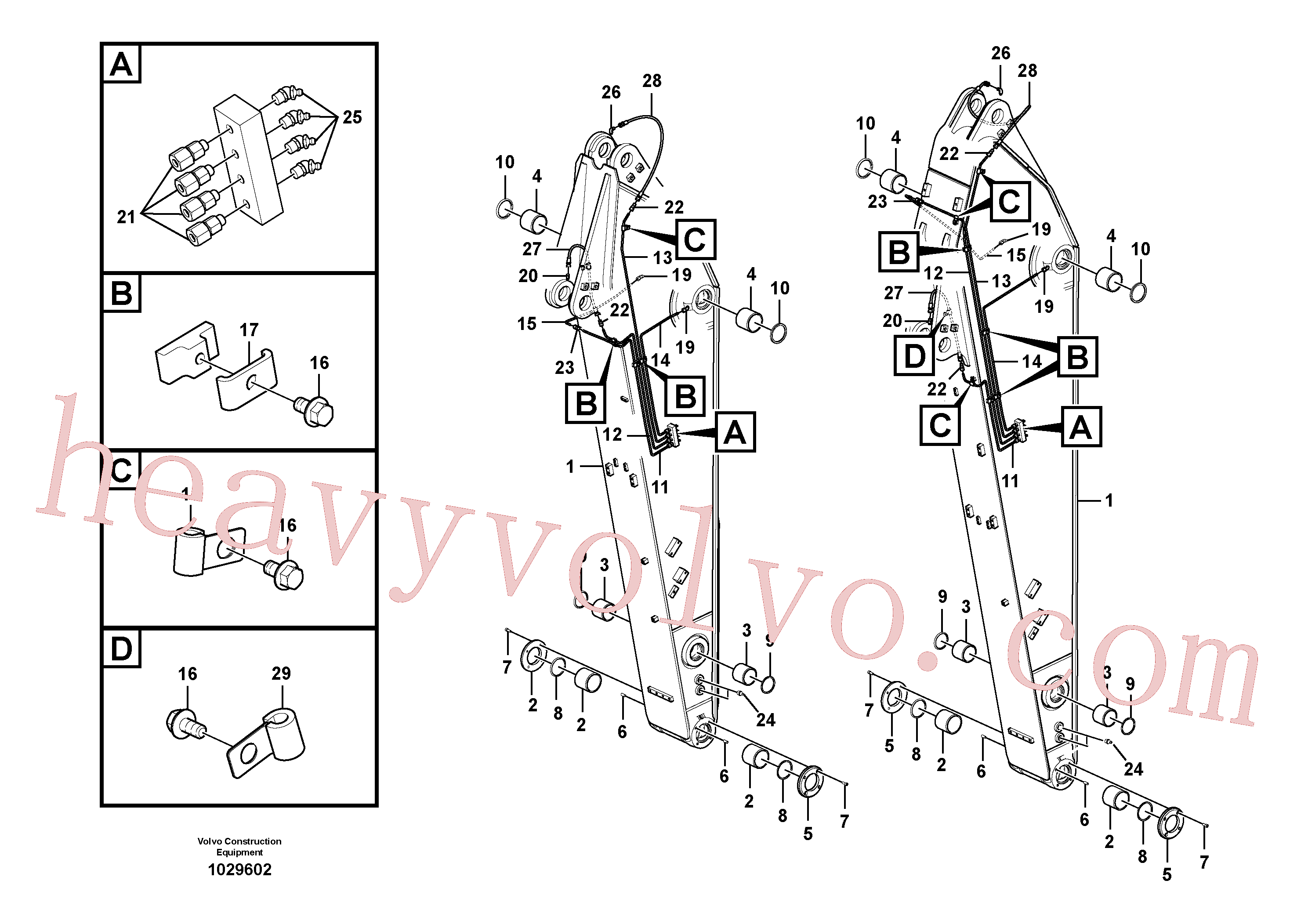 VOE14543244 for Volvo Dipper arm and grease piping with piping seat(1029602 assembly)