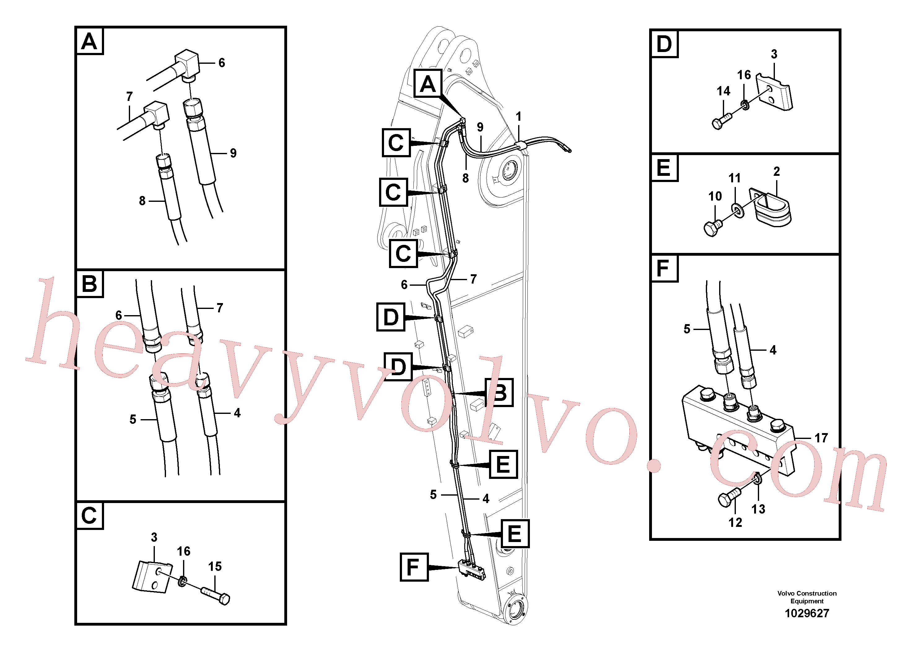 SA9459-05620 for Volvo Working hydraulic, quick fit on dipper arm(1029627 assembly)