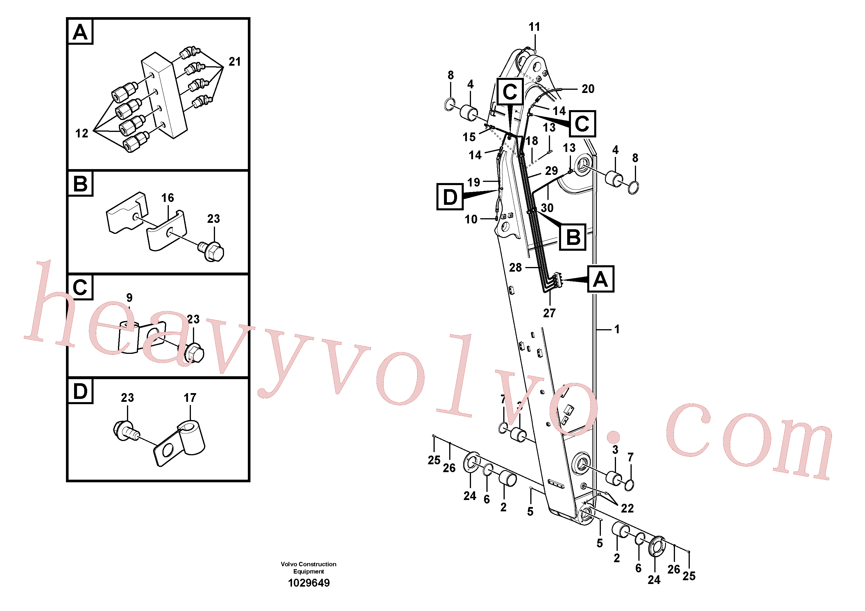 VOE14550824 for Volvo Dipper arm and grease piping with piping seat(1029649 assembly)