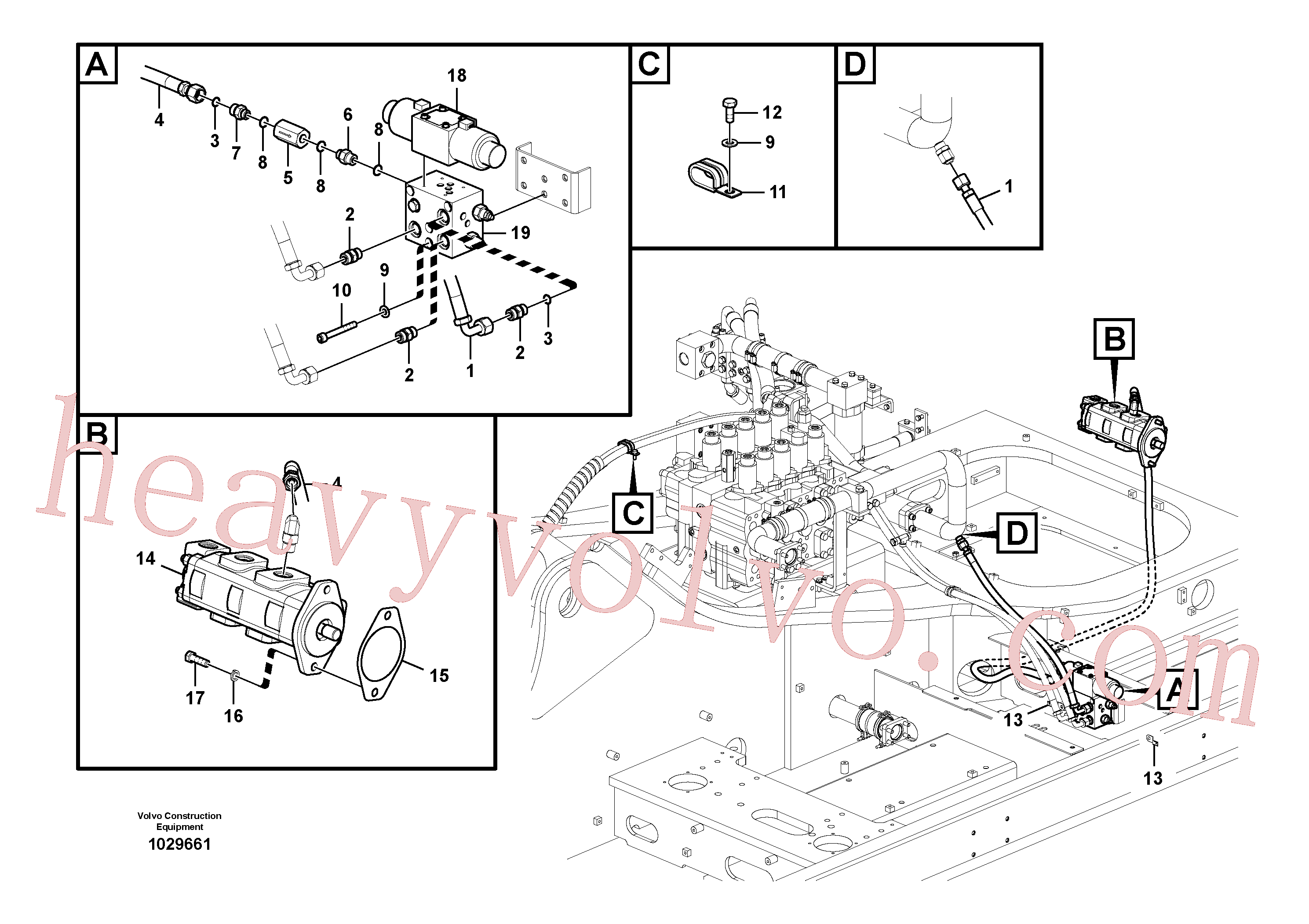 VOE14531088 for Volvo Working hydraulic, slope and rotator on upper frame(1029661 assembly)