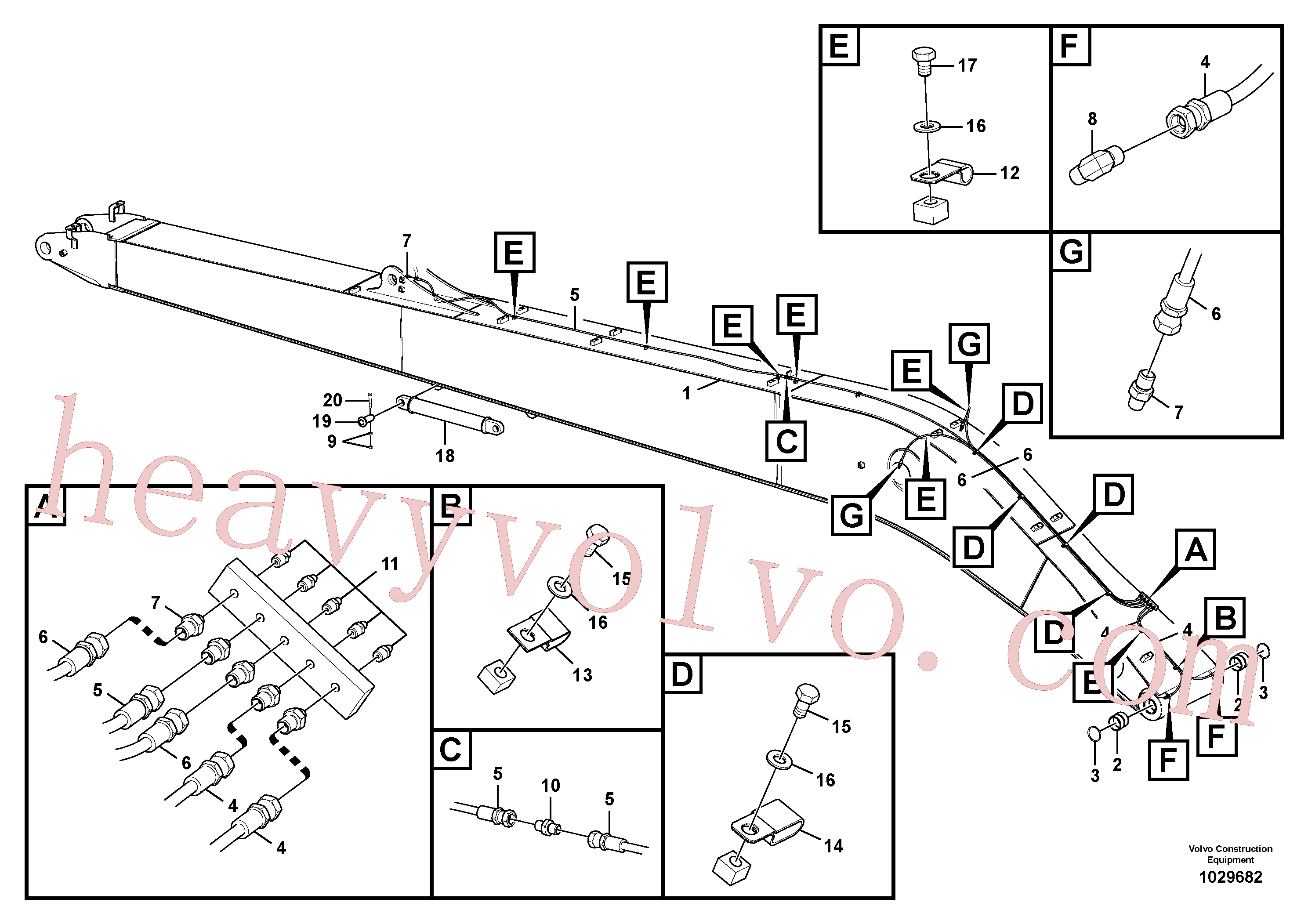 VOE14546808 for Volvo Boom and grease piping, long reach(1029682 assembly)