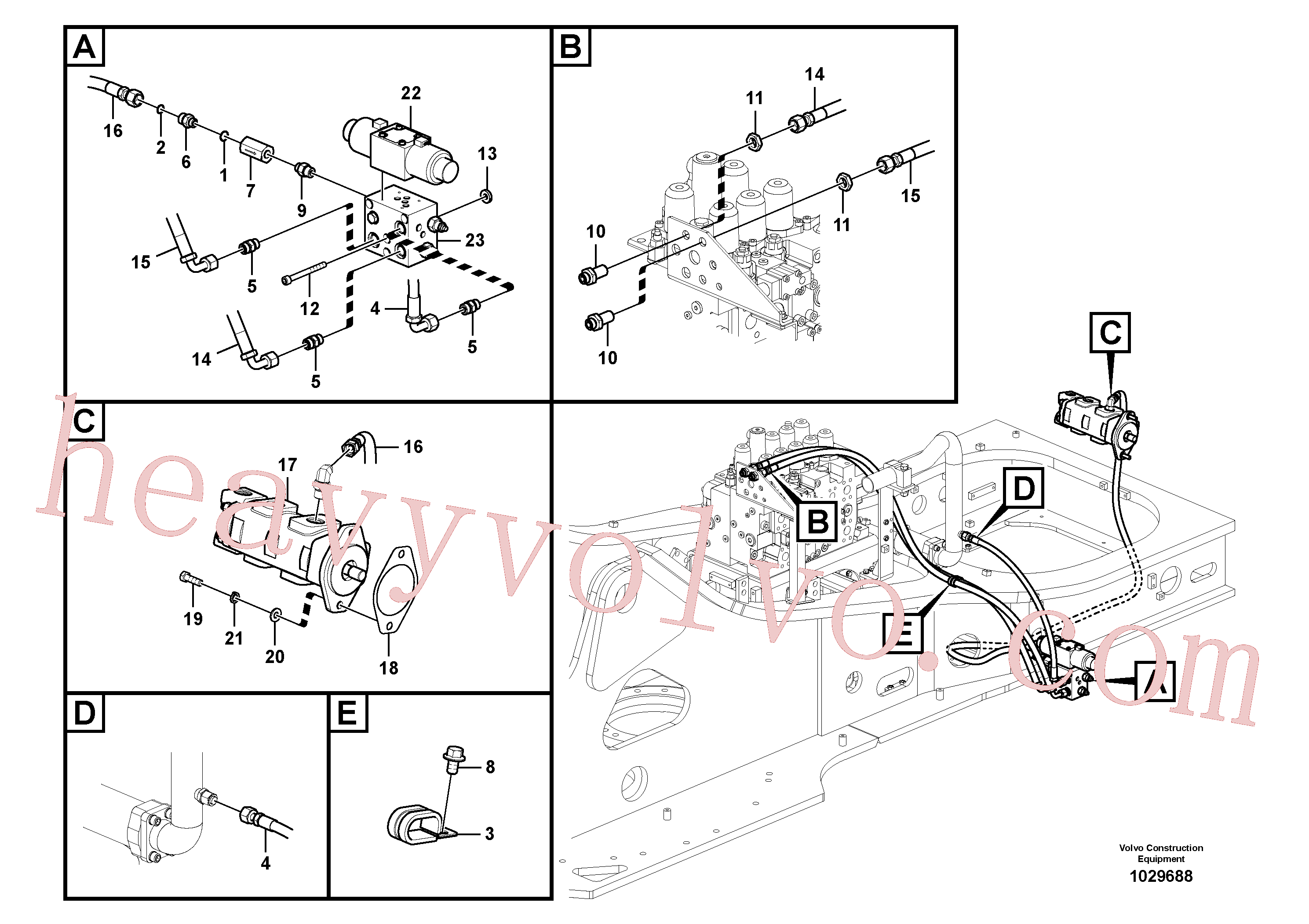 VOE14573559 for Volvo Working hydraulic, slope and rotator on upper frame(1029688 assembly)