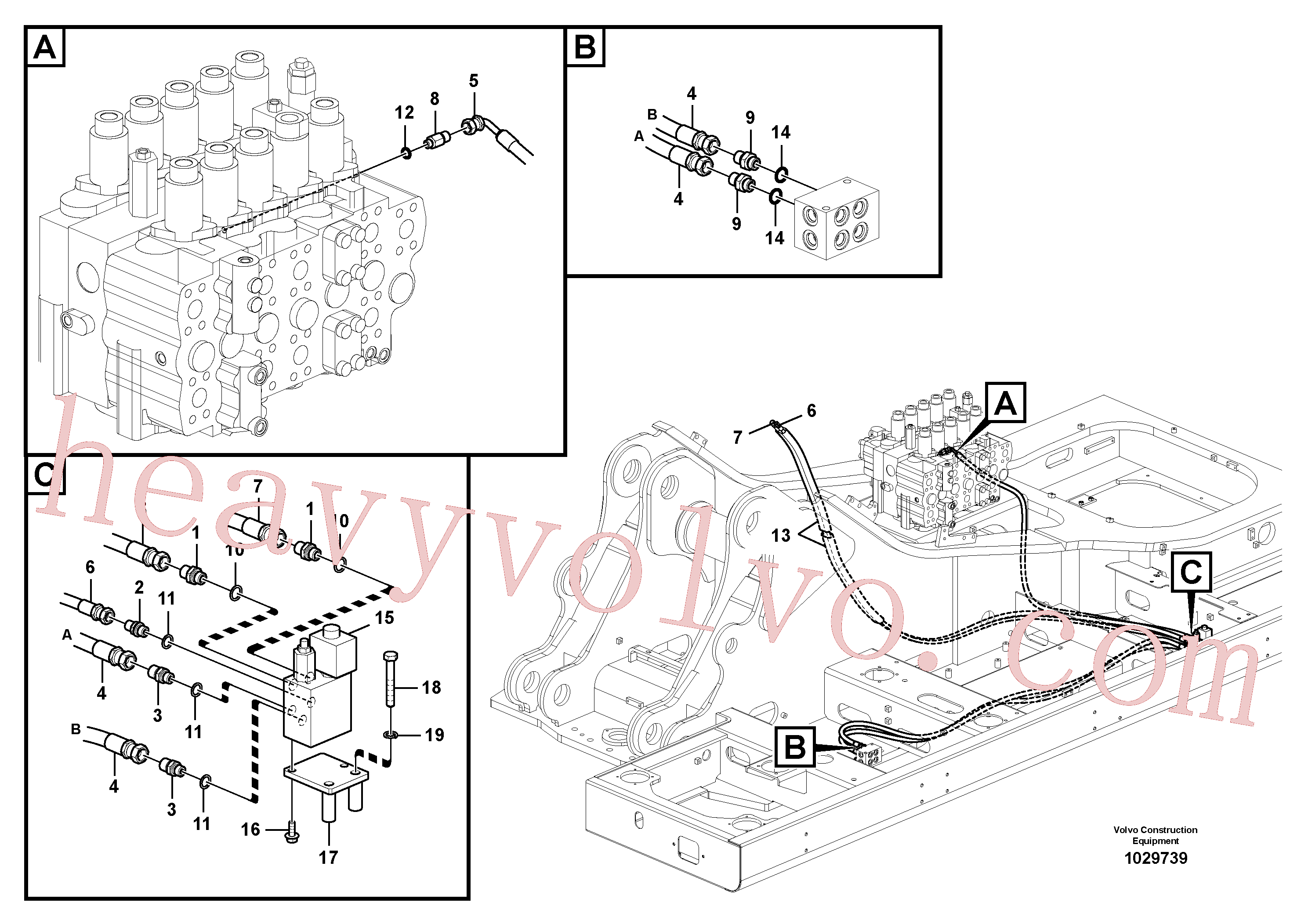 SA9412-22050 for Volvo Working hydraulic, quick fit on upper frame(1029739 assembly)