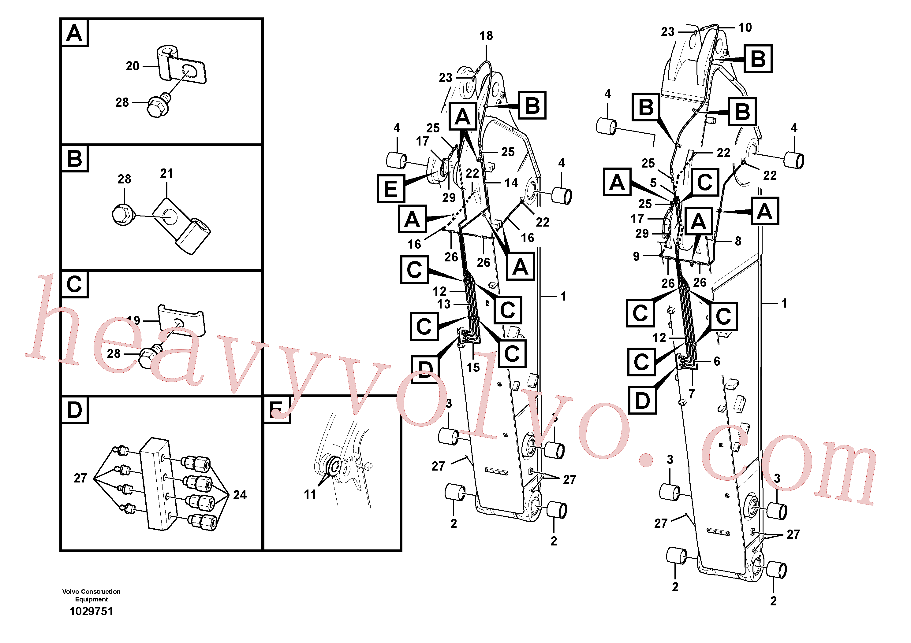 VOE14546645 for Volvo Dipper arm and grease piping with piping seat(1029751 assembly)