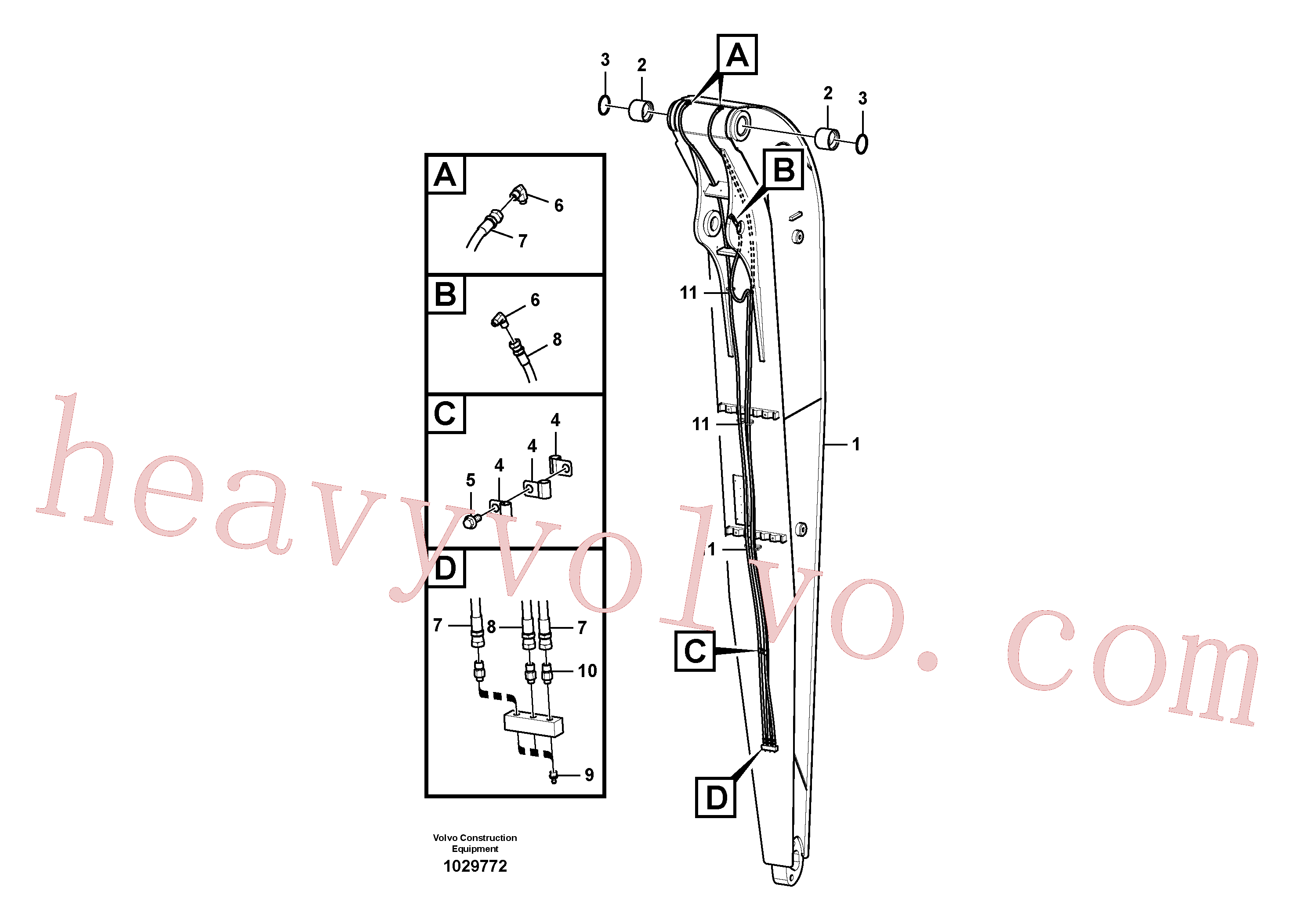 VOE14880737 for Volvo Dipper arm and grease piping with piping seat(1029772 assembly)