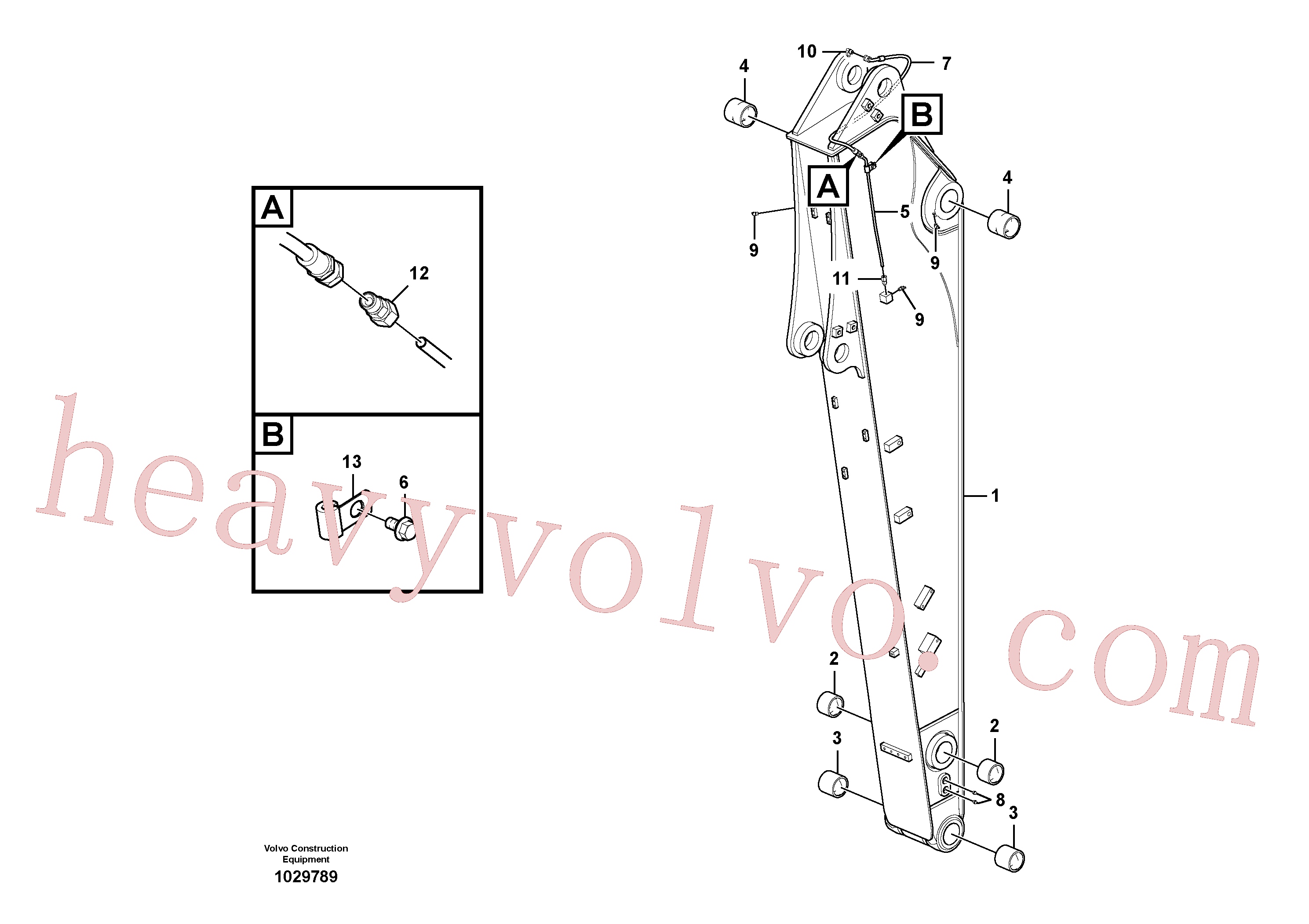 VOE14702667 for Volvo Dipper arm and grease piping with piping seat, long reach(1029789 assembly)