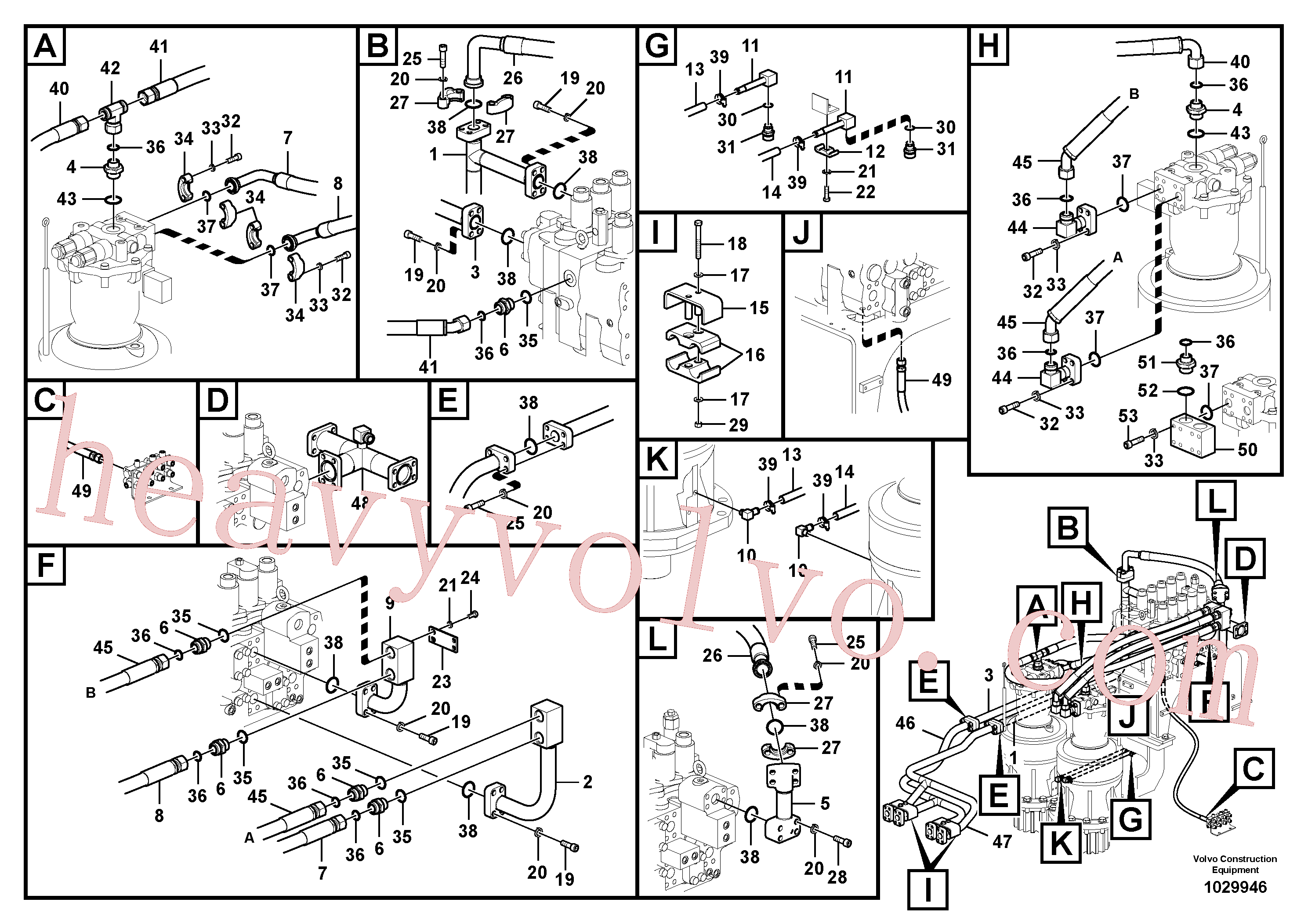 VOE14543160 for Volvo Hydraulic system, control valve to boom and swing(1029946 assembly)