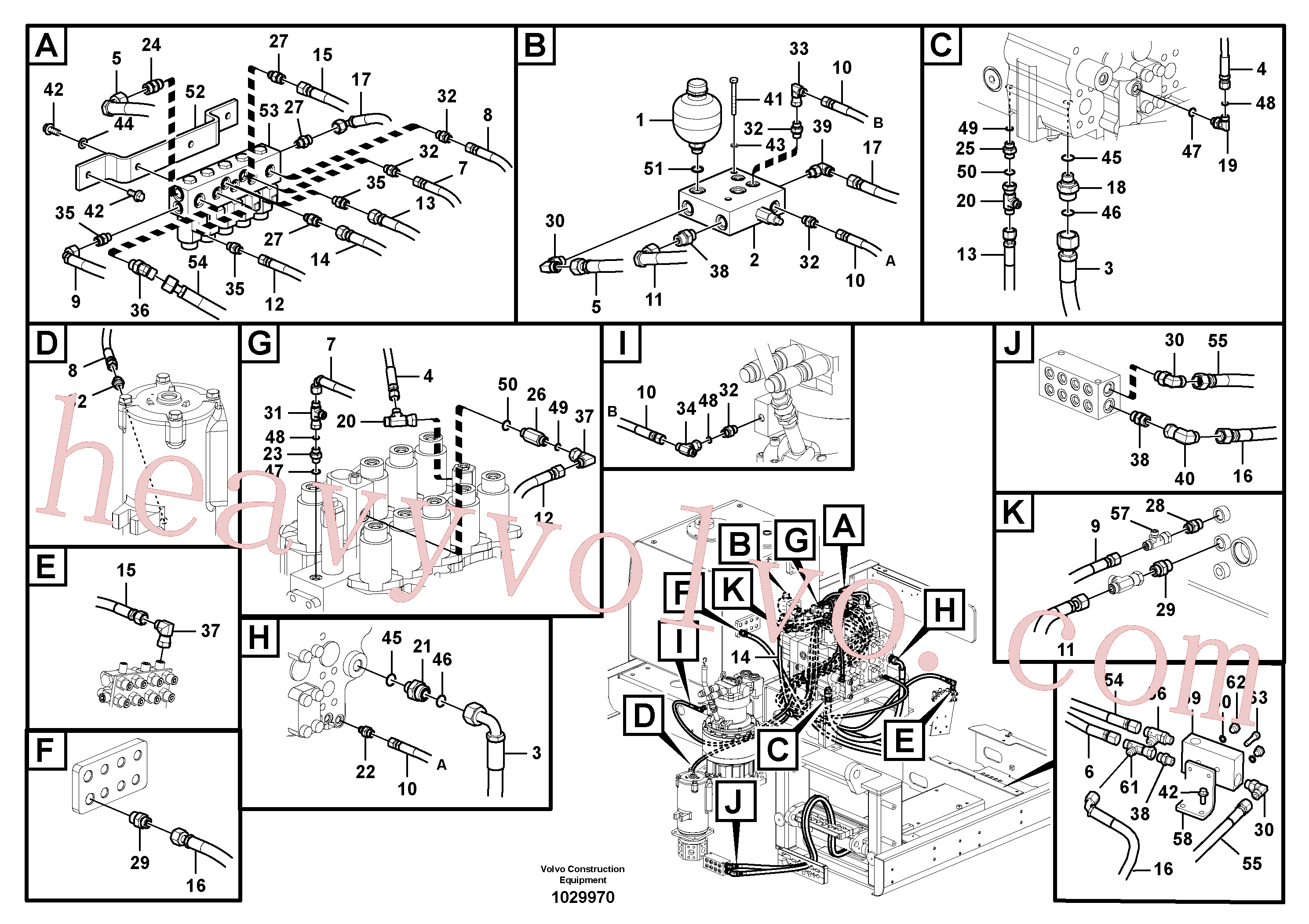 VOE937412 for Volvo Servo system, control valve to remote control valve(1029970 assembly)