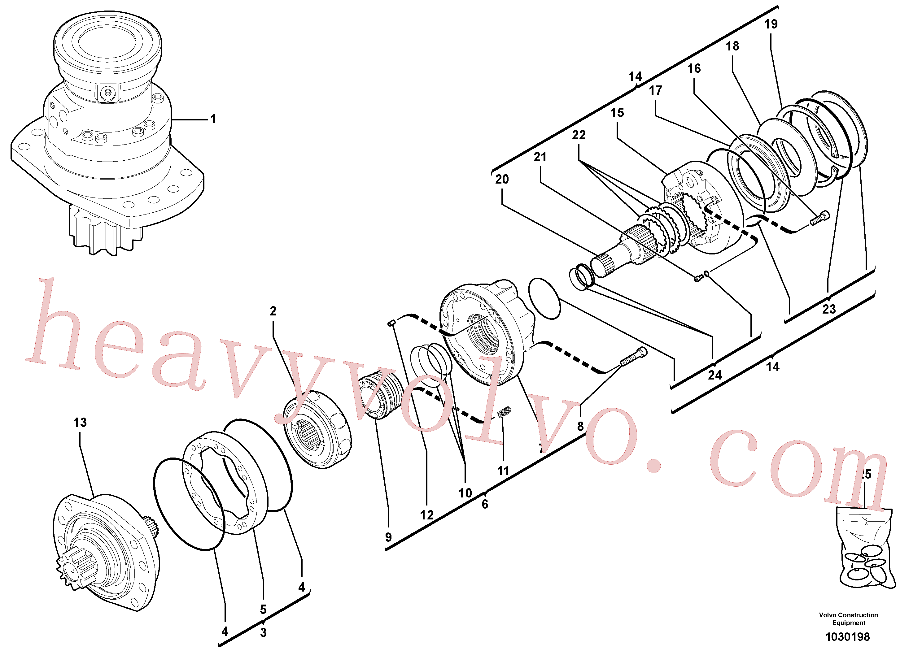 VOE11715643 for Volvo Slewing gear motor(1030198 assembly)