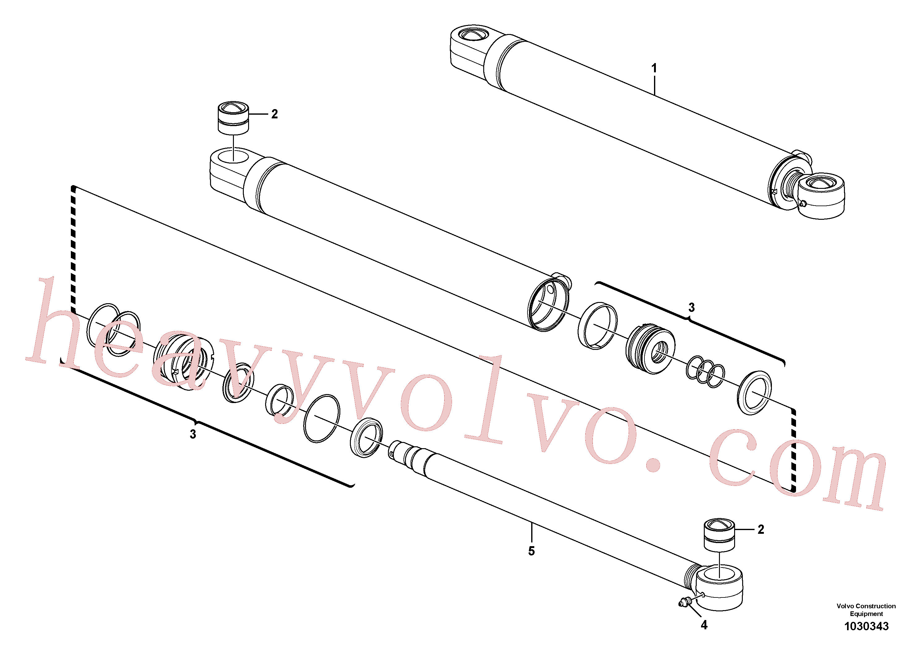 VOE15016631 for Volvo Boom offset cylinder(1030343 assembly)