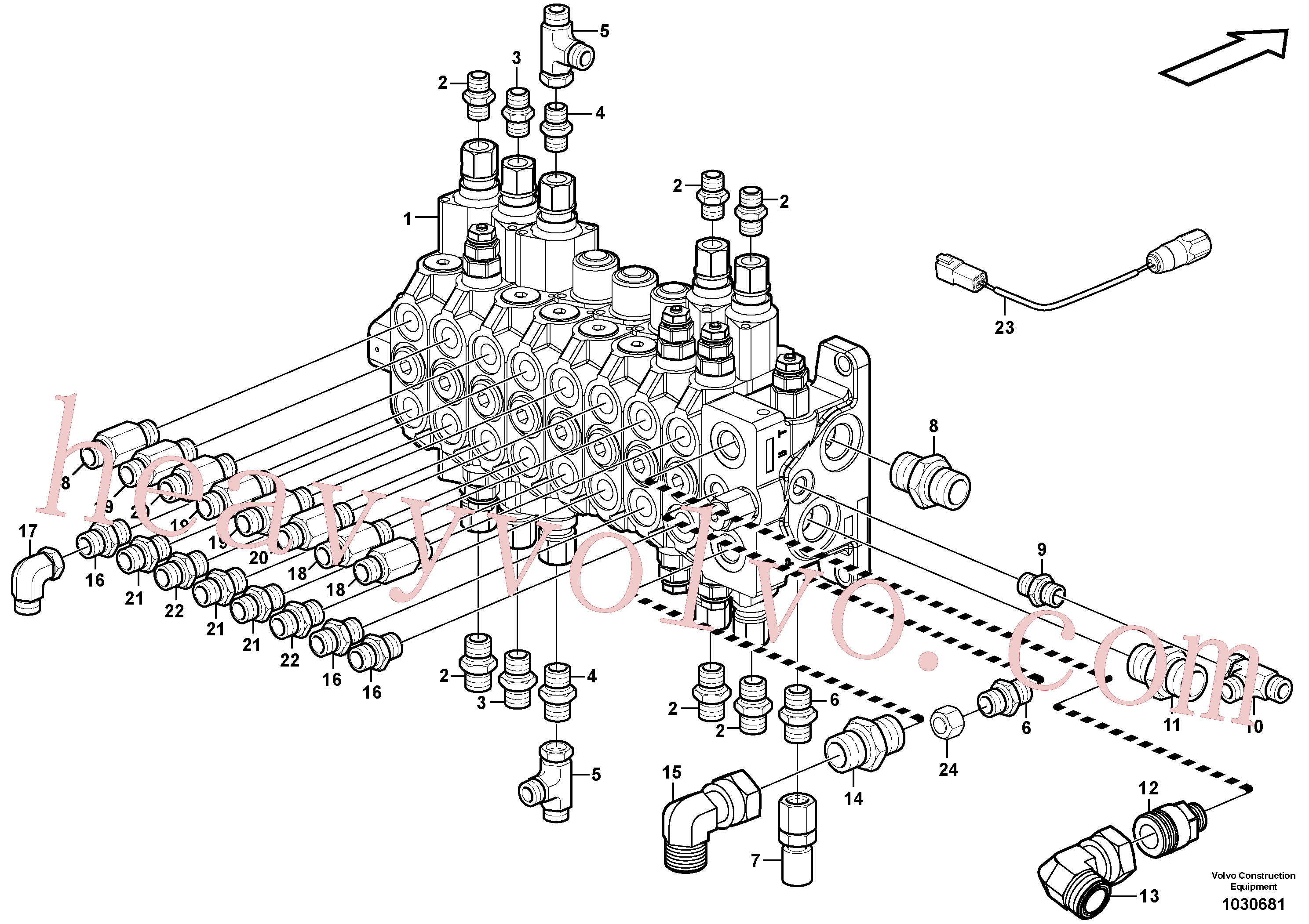 VOE981291 for Volvo Control valve with fitting parts.(1030681 assembly)