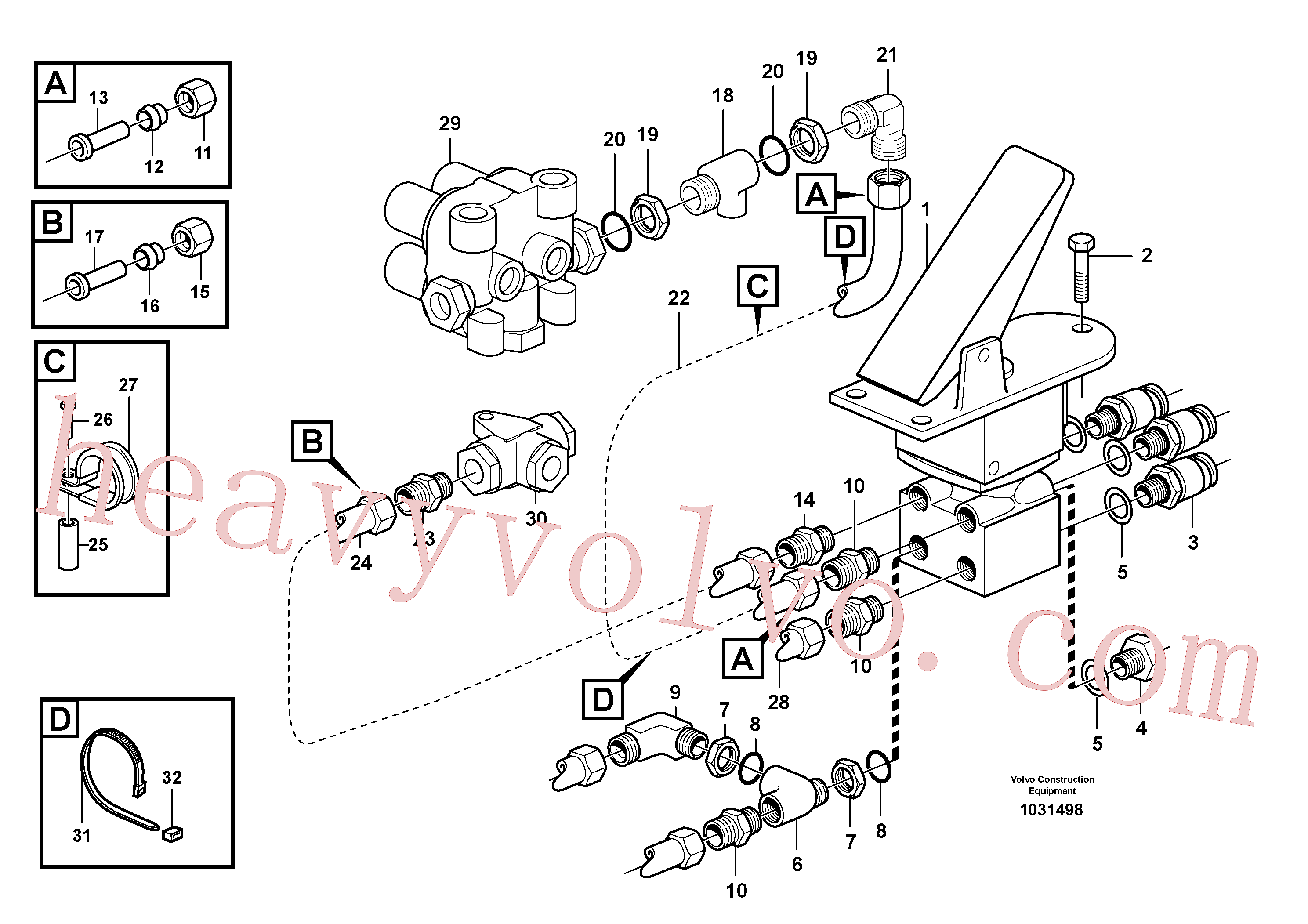 VOE945964 for Volvo Footbrake valve with mountings(1031498 assembly)