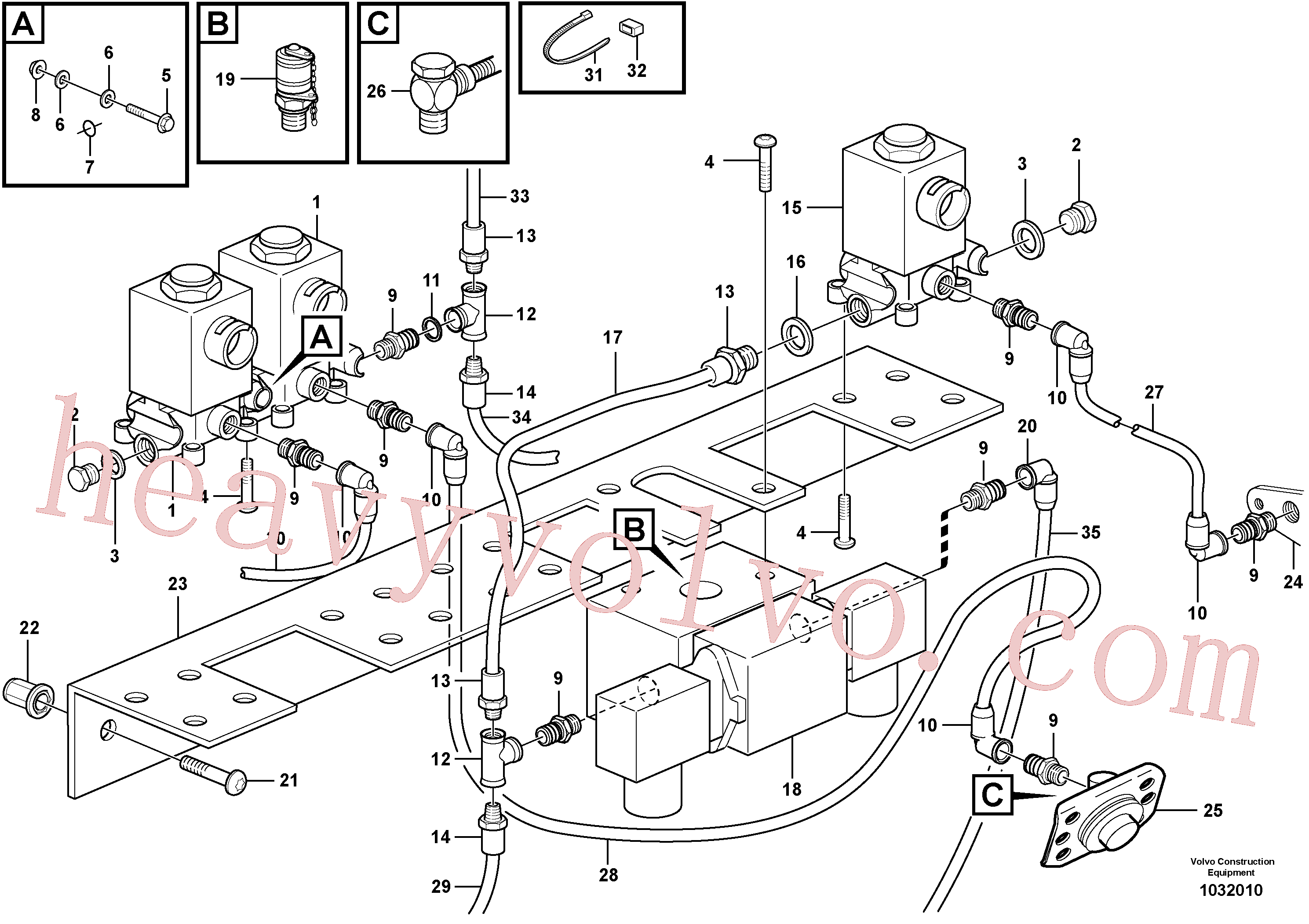 VOE1078318 for Volvo Pneumatic system, diff lock, cab(1032010 assembly)