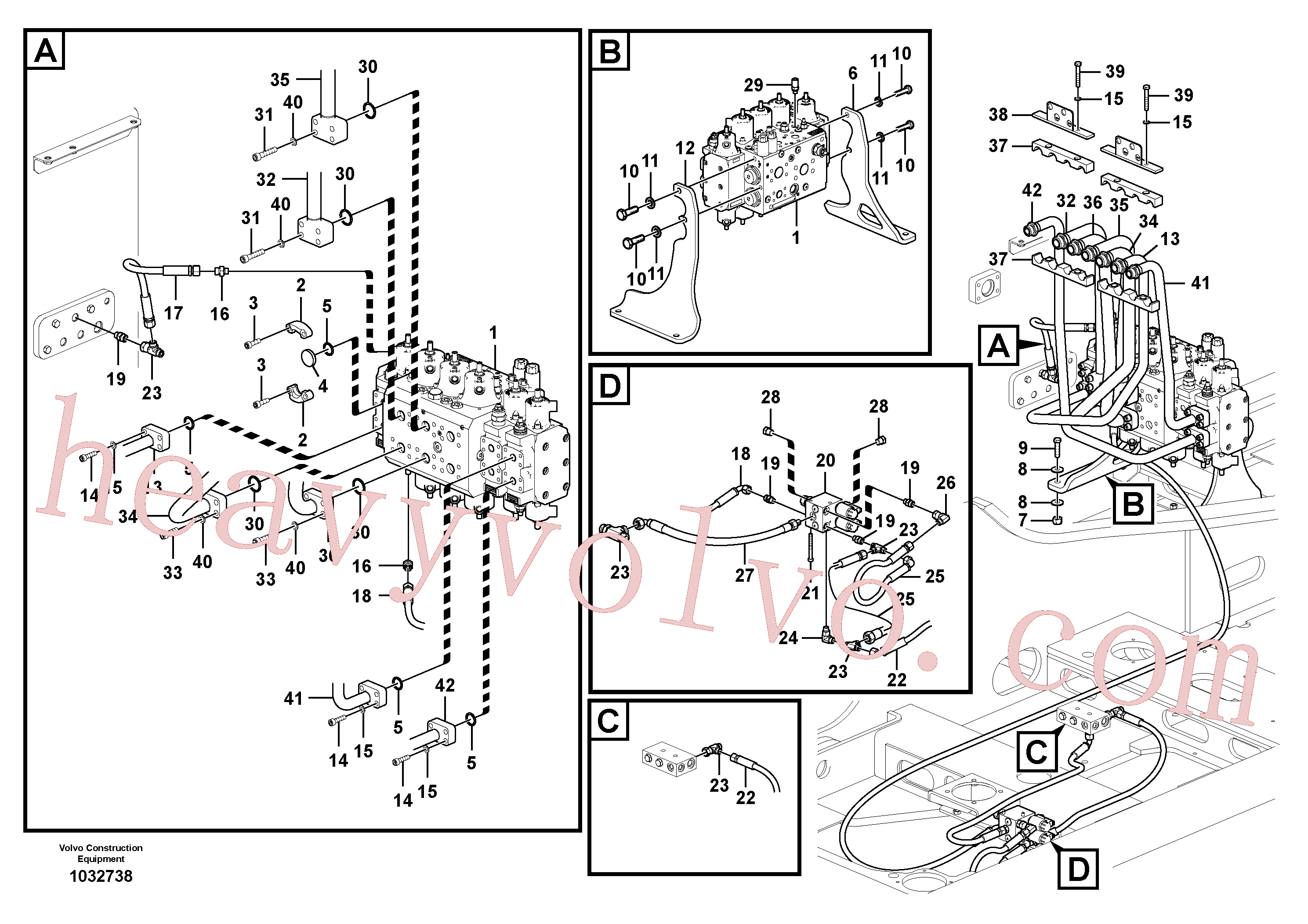 VOE984347 for Volvo Hydraulic valve., Working hydraulic, hammer and shear for 2nd pump flow(1032738 assembly)