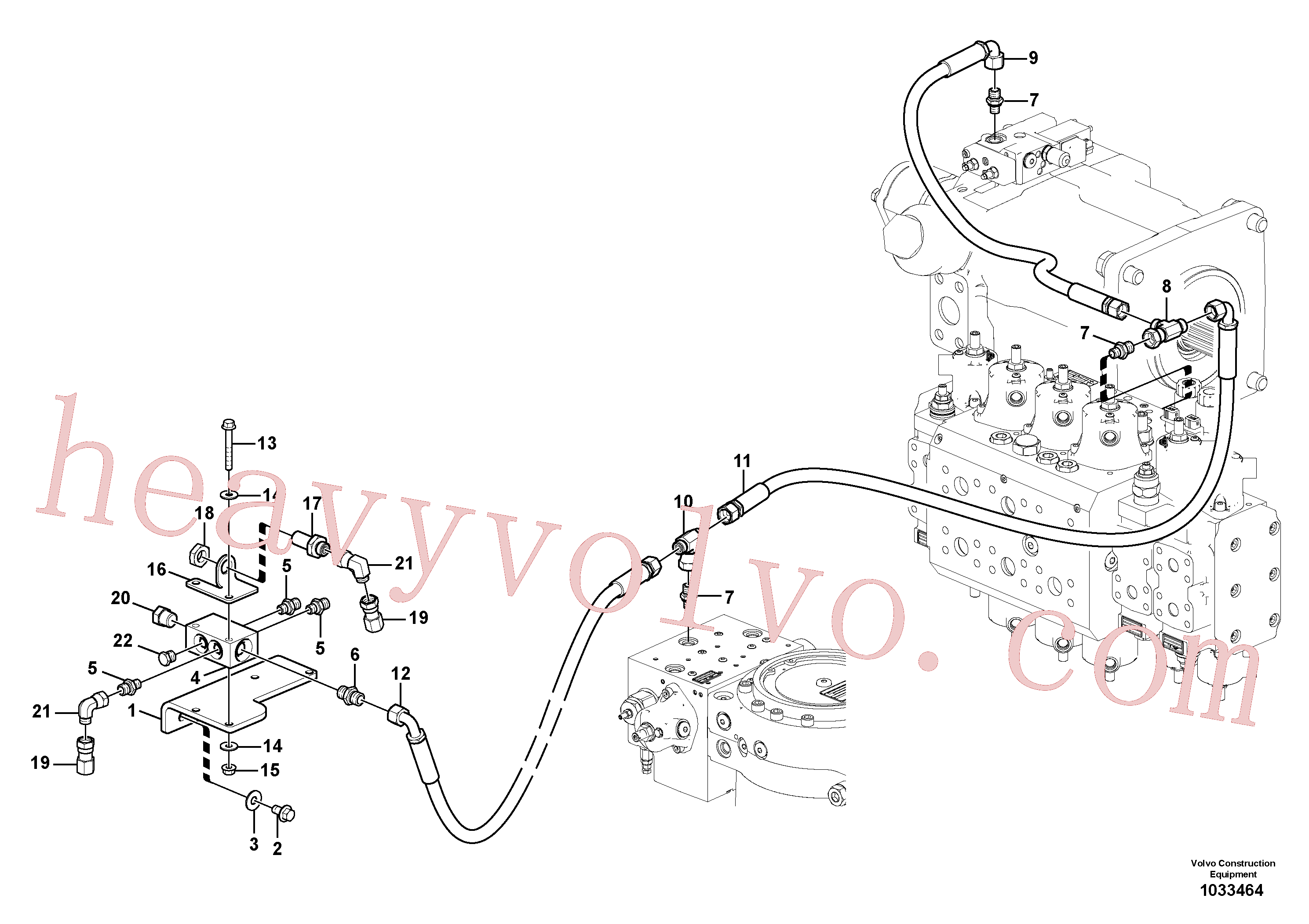 VOE936493 for Volvo Servo system, pump piping and filter mount.(1033464 assembly)