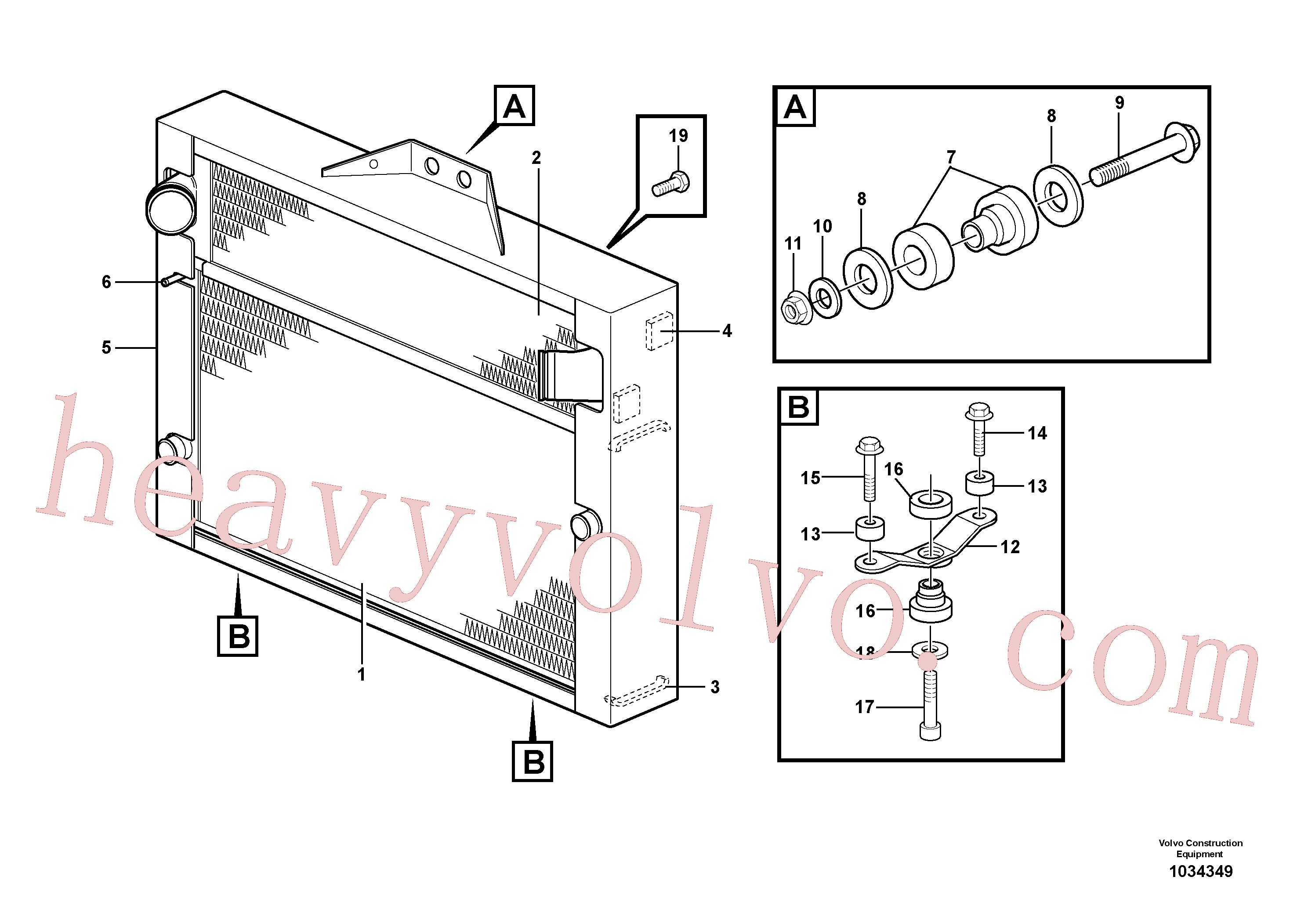 VOE13971096 for Volvo Radiator with fitting parts, Radiator with fitting parts.(1034349 assembly)