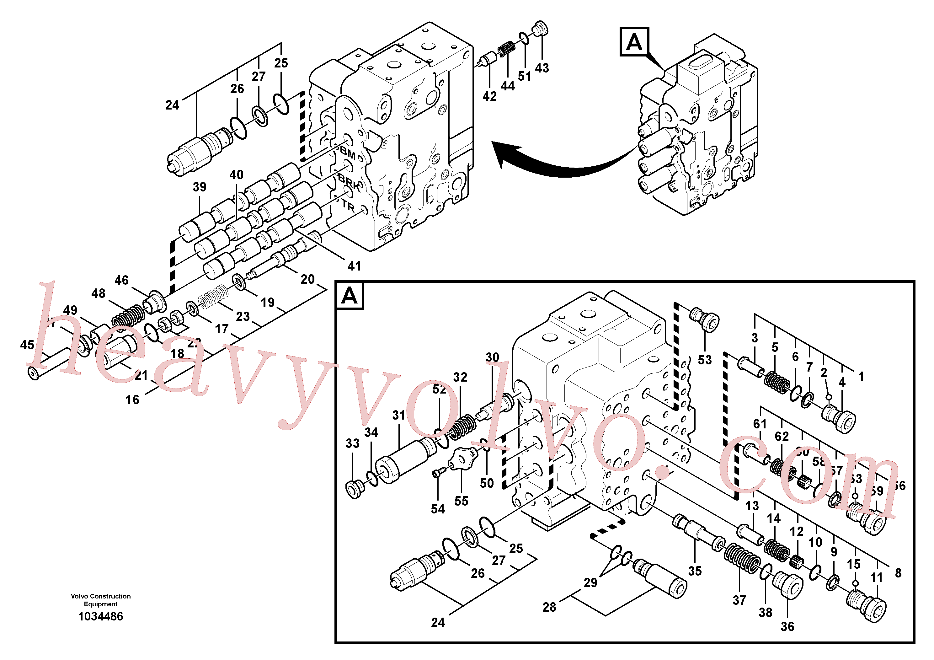 VOE14576336 for Volvo Main control valve, boom and bucket and travel Rh(1034486 assembly)