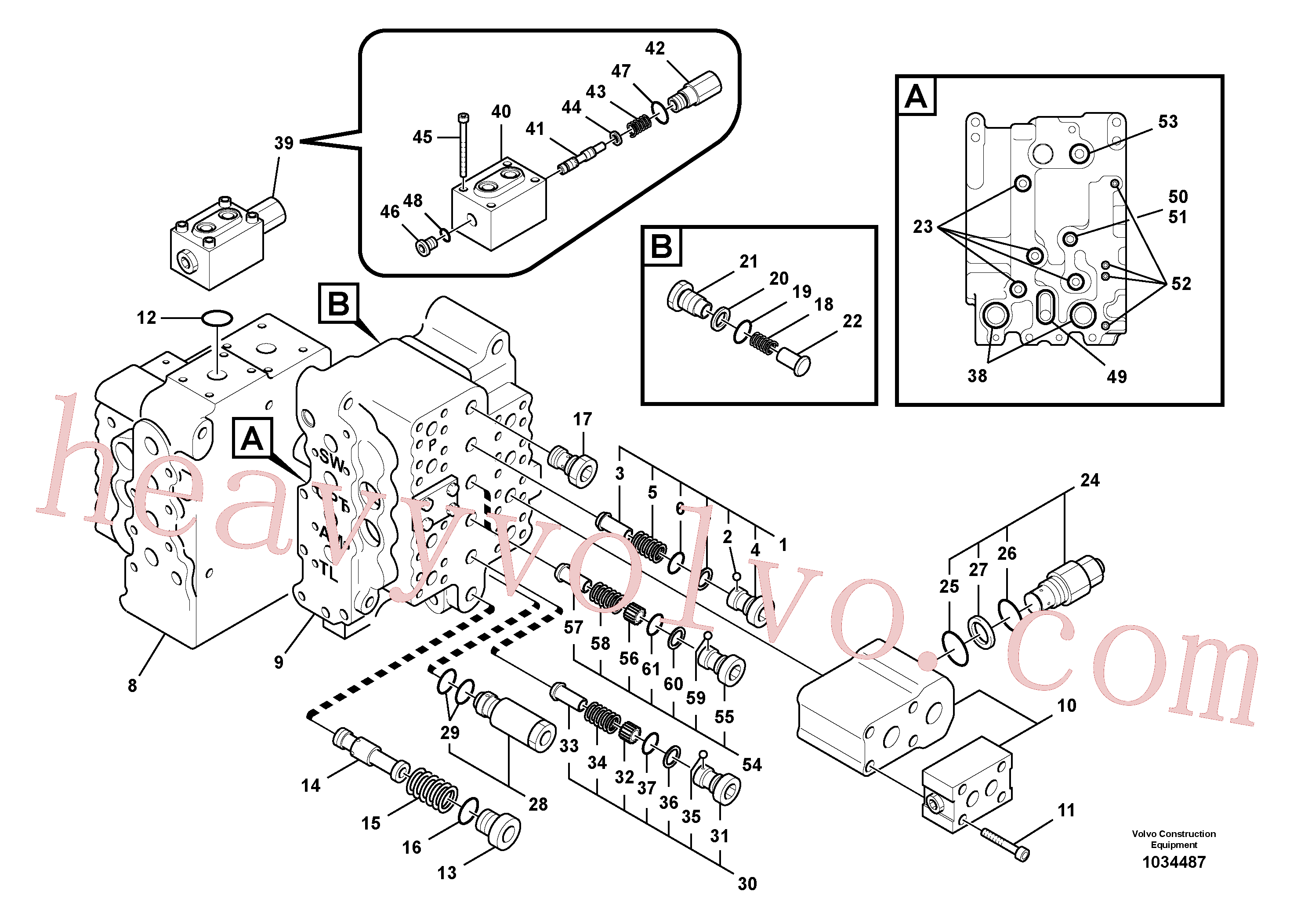 VOE14576336 for Volvo Main control valve, relief valve and dipper arm holding, Main control valve, swing and option and dipper arm and travel Lh(1034487 assembly)