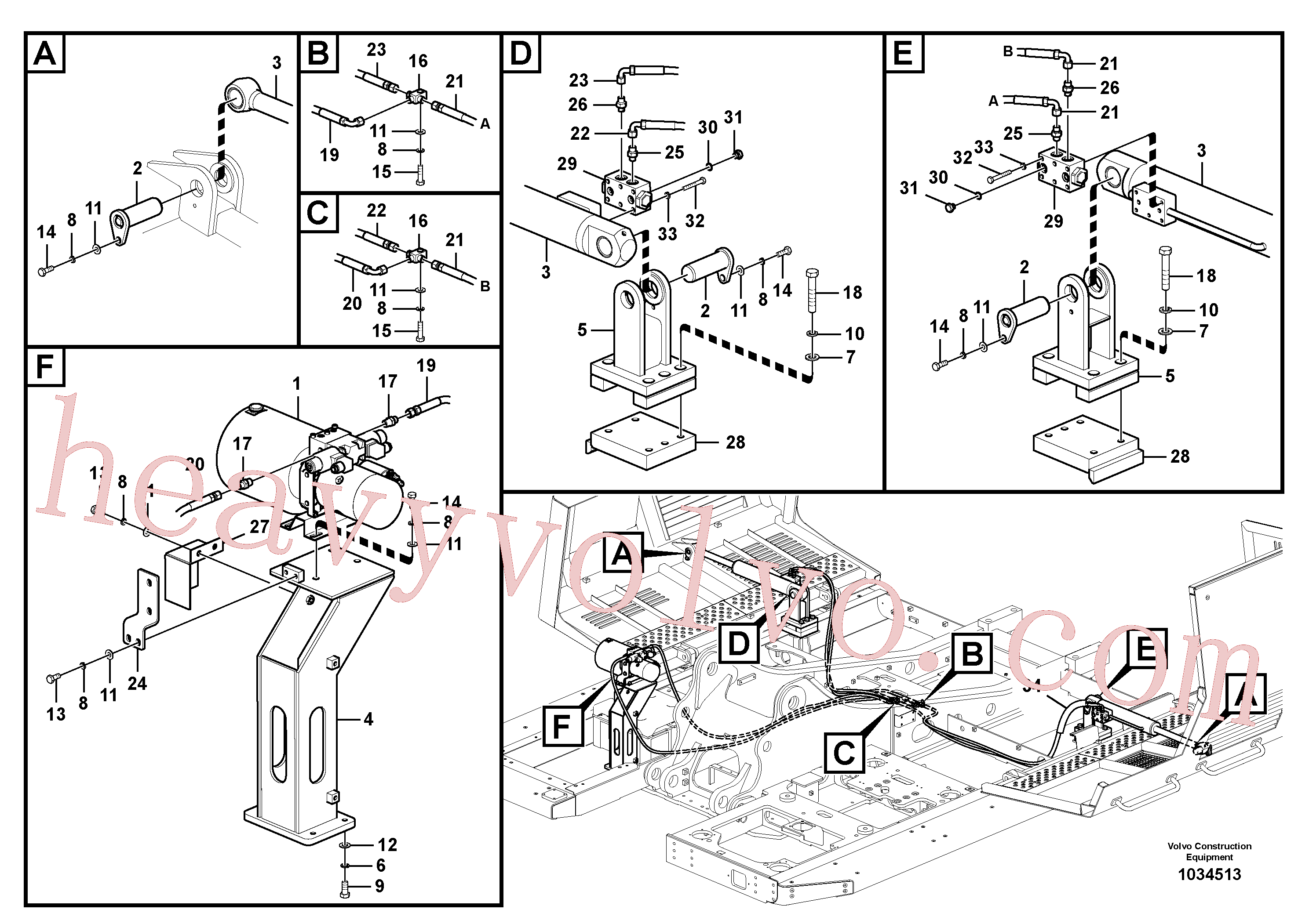 VOE936866 for Volvo Working hydraulics, Gullwing tilting device(1034513 assembly)