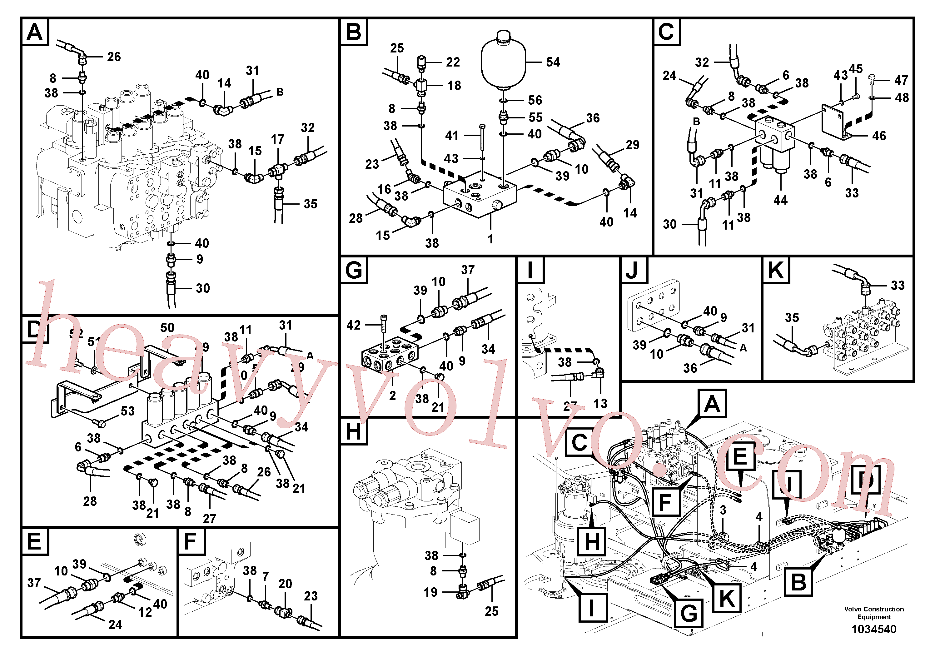 VOE14525571 for Volvo Servo system, control valve to solenoid valve(1034540 assembly)