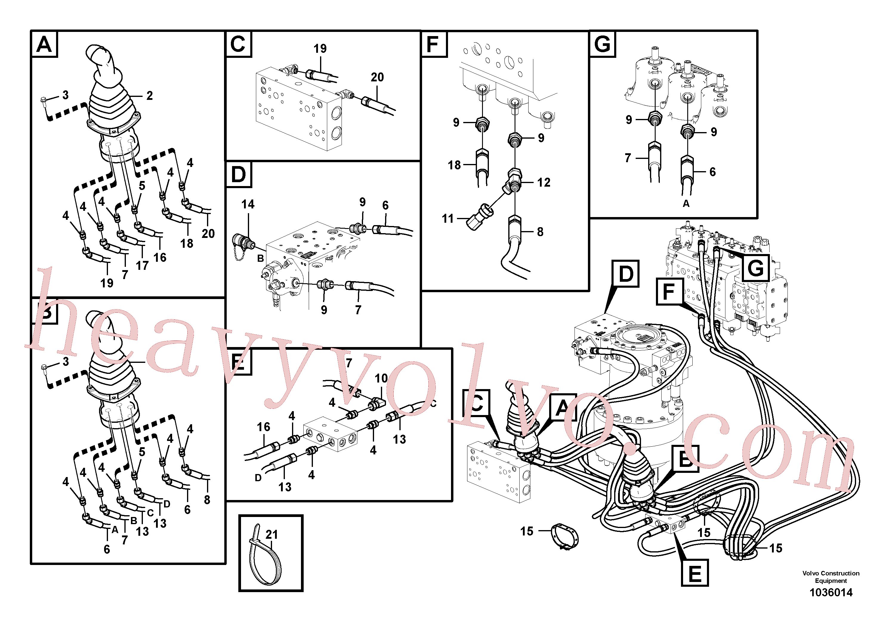 VOE937133 for Volvo Servo system, control valve to remote control valve(1036014 assembly)