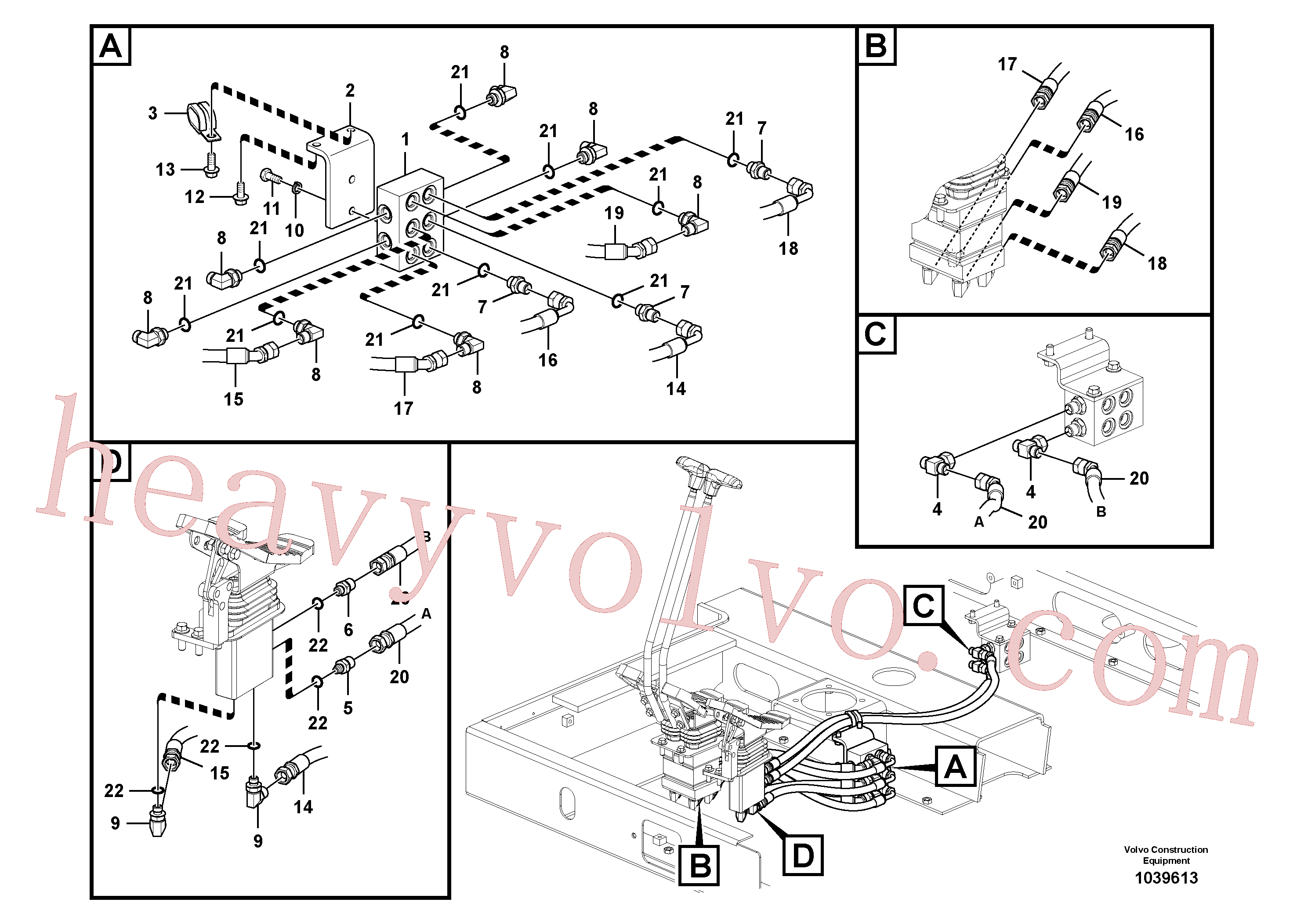 SA9452-03221 for Volvo Servo system, control valve to remote control valve pedal(1039613 assembly)