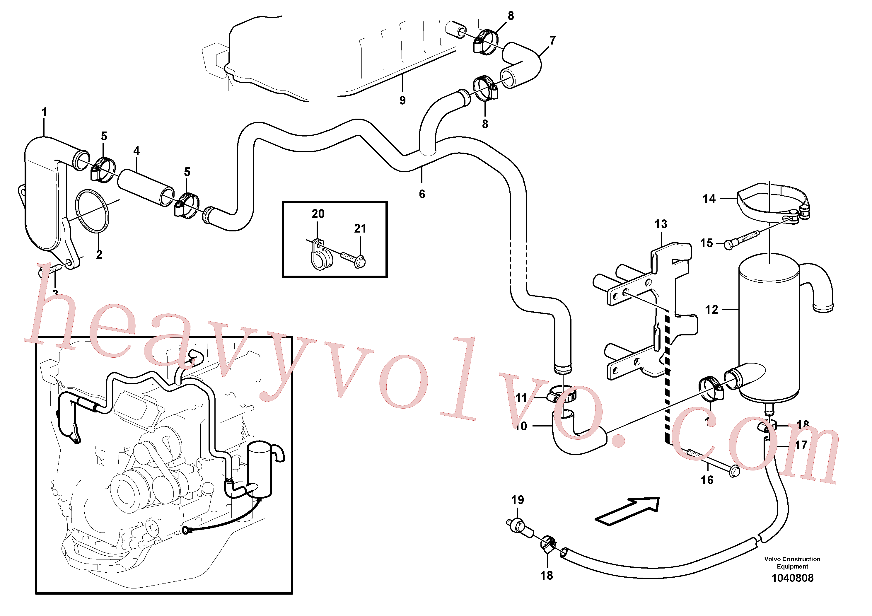 VOE1545257 for Volvo Crankcase ventilation(1040808 assembly)