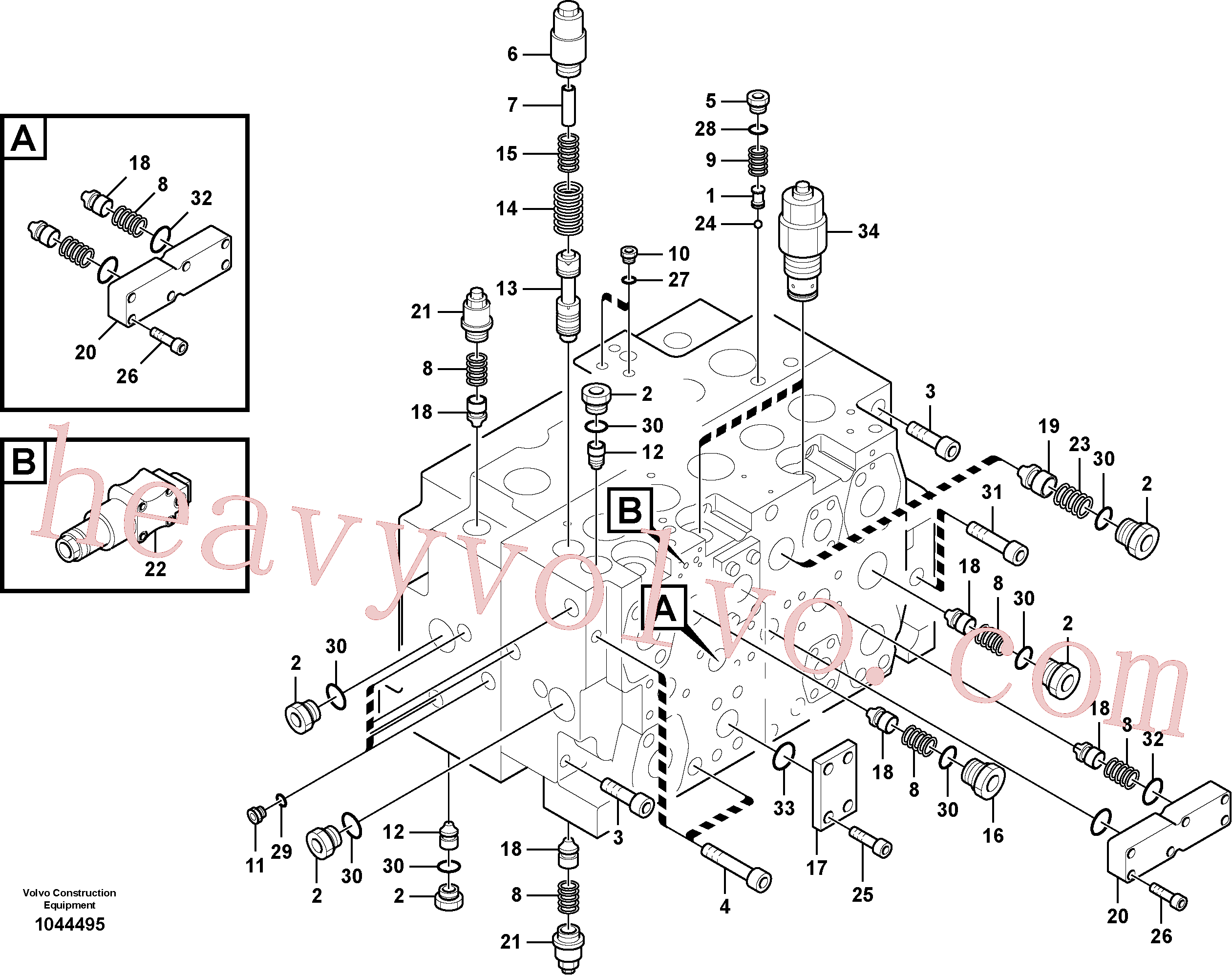 VOE14577715 for Volvo Main control valve, relief valve and dipper arm holding(1044495 assembly)